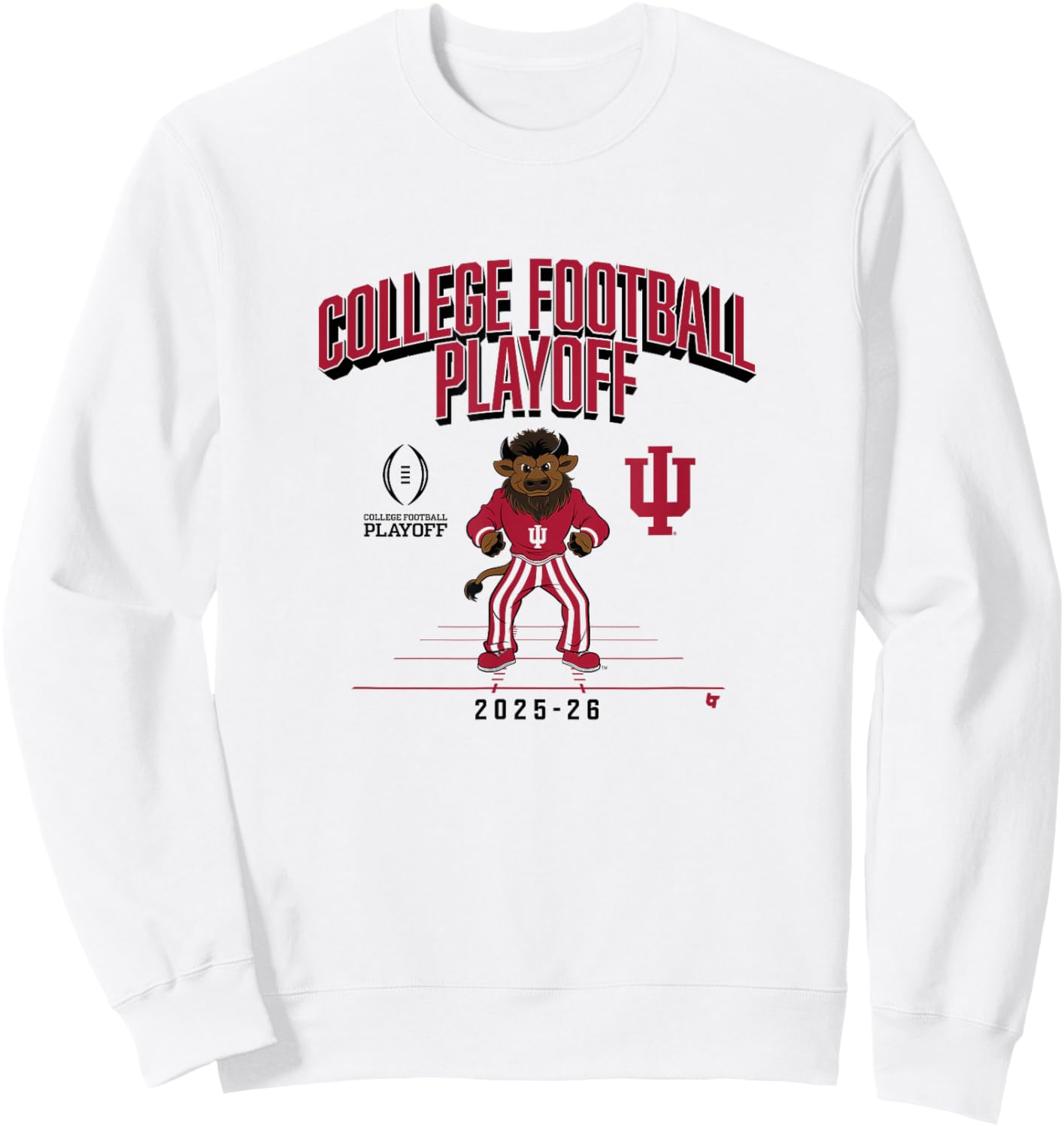 Indiana Hoosiers College Football Playoff Mascot Text 2025 Sweatshirt - Sweatshirt | White