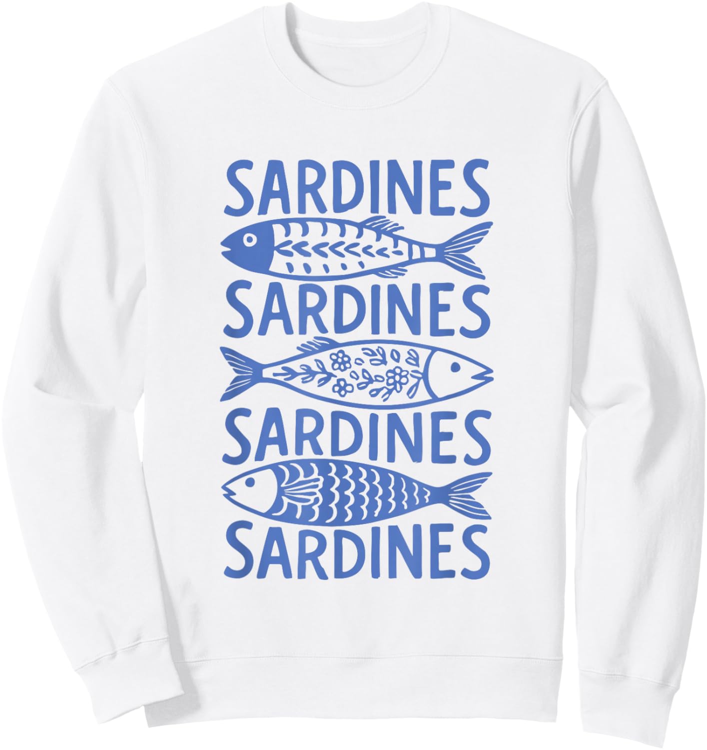 Sardine – Tinned Fish Retro Art Sweatshirt - Sweatshirt | White