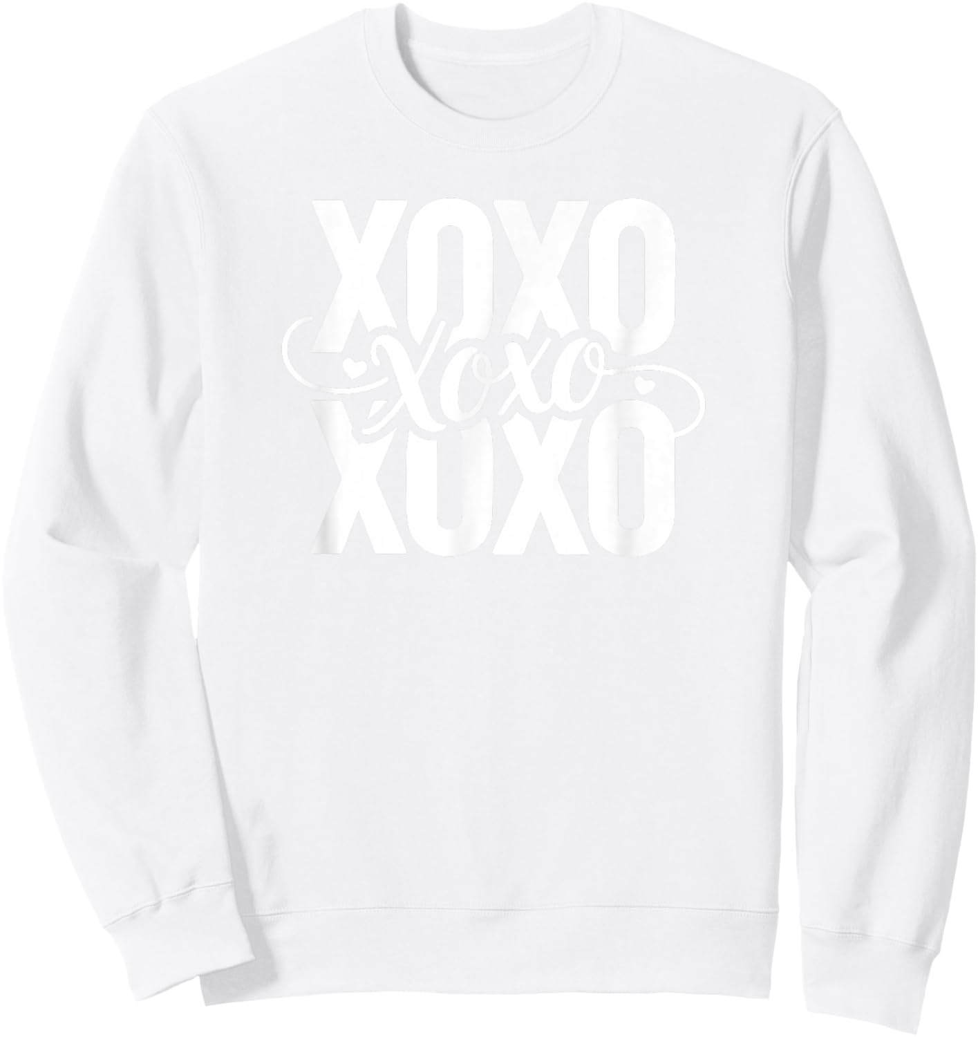 XOXO Hugs and Kisses Pink Retro Typography Valentine Sweatshirt - Sweatshirt | White