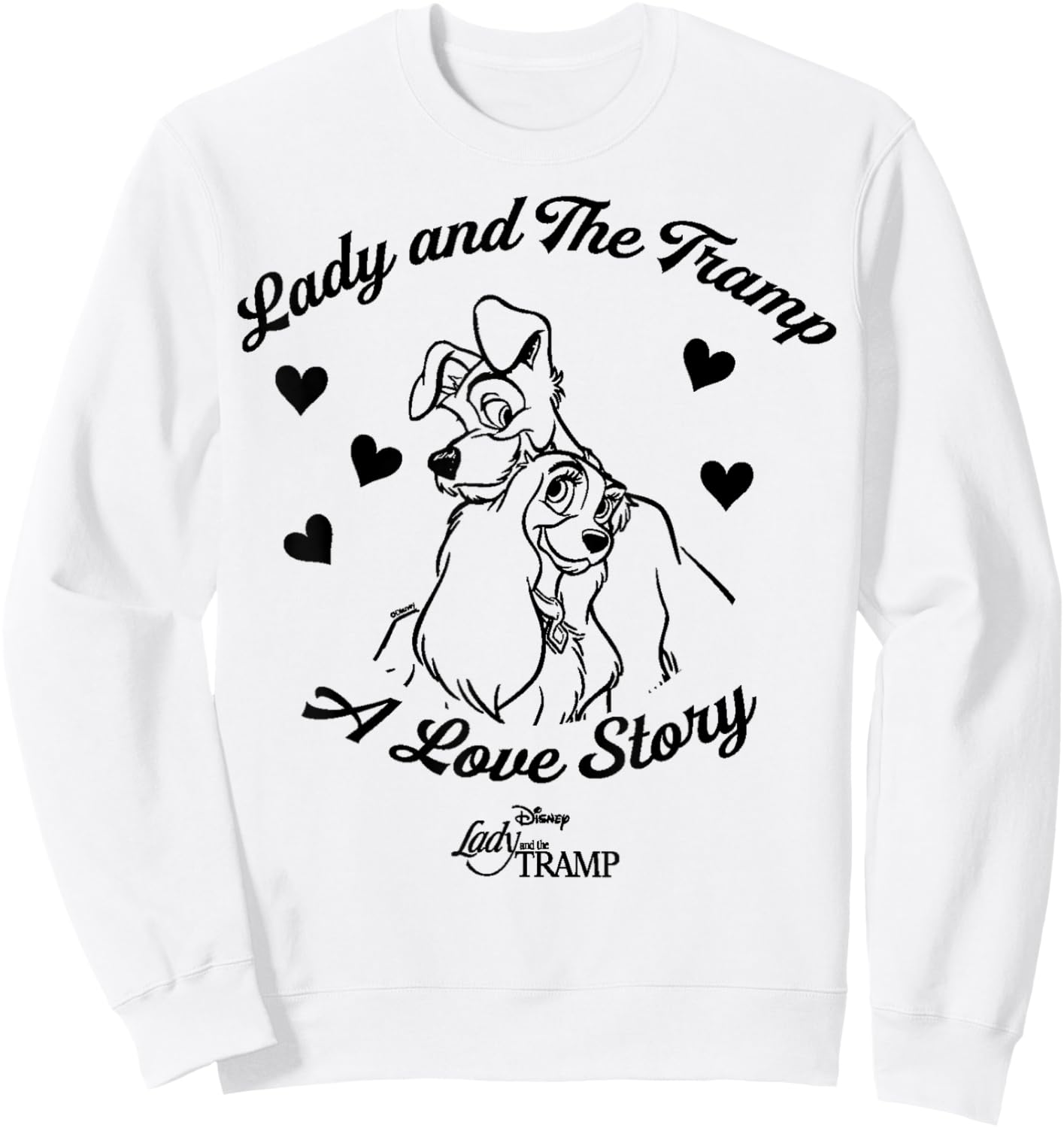 Disney Lady and The Tramp Love Heart Sweatshirt - Sweatshirt | White