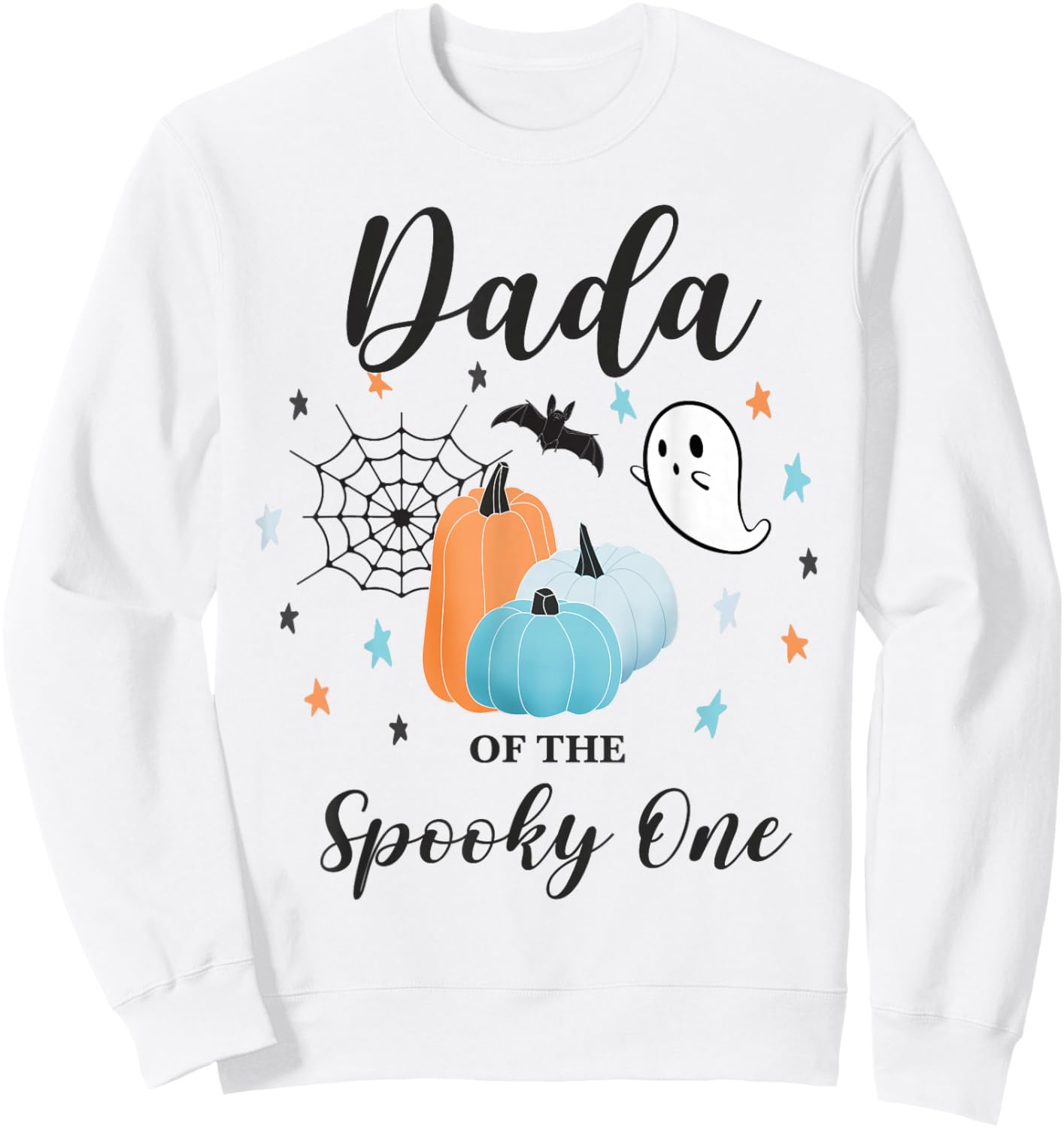 Dada of Spooky One First Birthday Blue Pumpkin Halloween 1 Sweatshirt - Sweatshirt | White