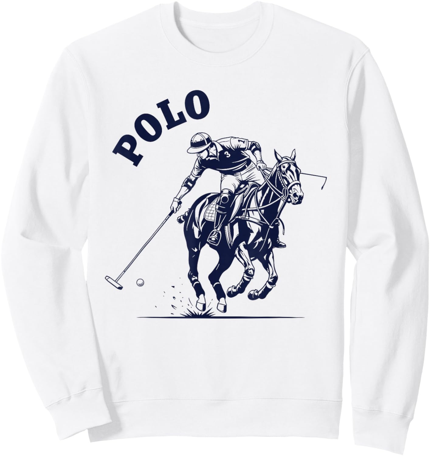 Polo Horse Riding Sportsman Silhouette Design Sweatshirt - Sweatshirt | White