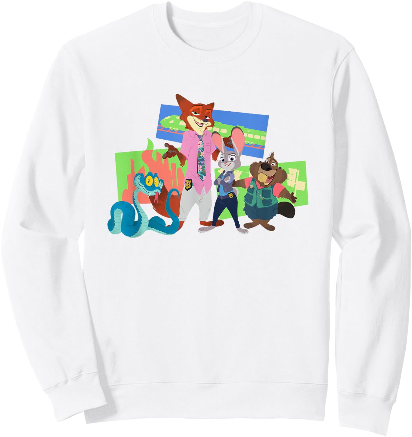 Disney Zootopia 2 Main Characters & Landmarks Group Shot Sweatshirt - Sweatshirt | White