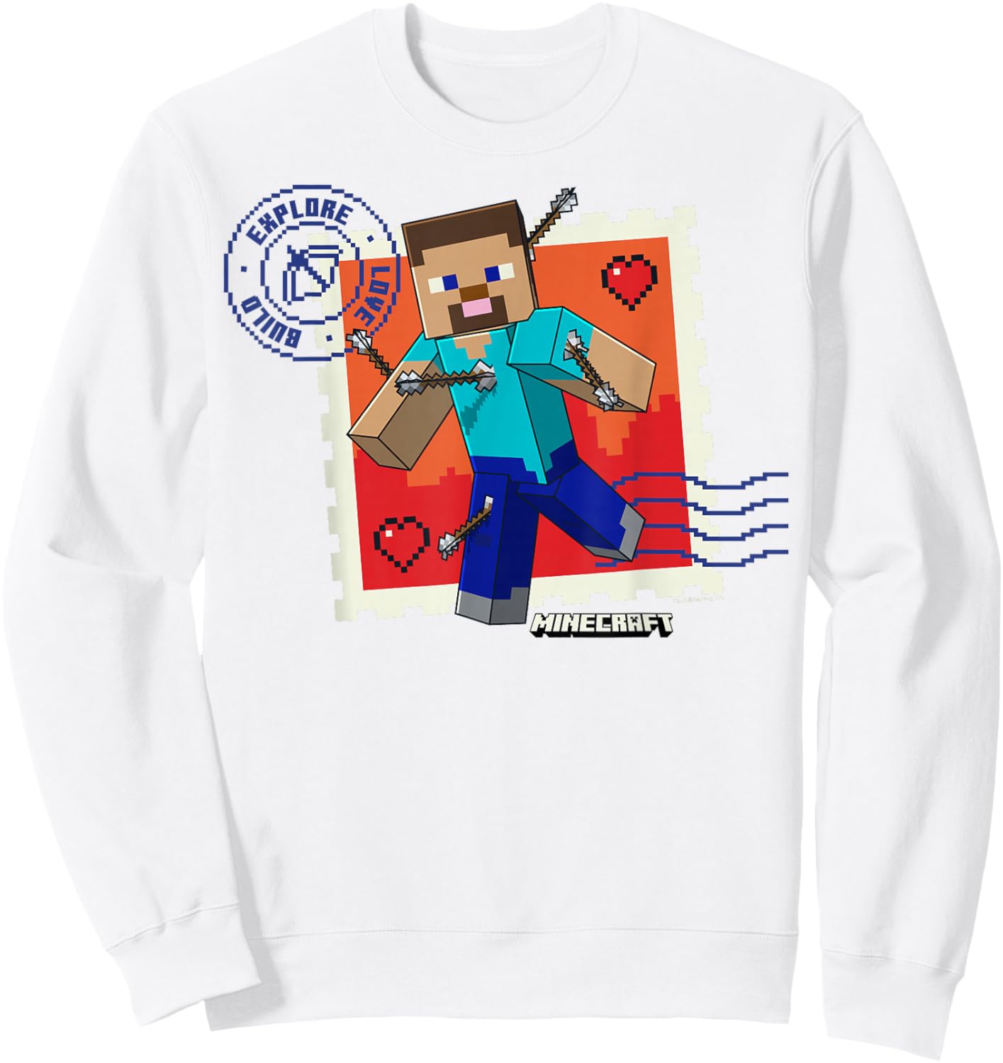 Minecraft Valentine's Day Explore Love Build Steve Arrows Sweatshirt - Sweatshirt | White