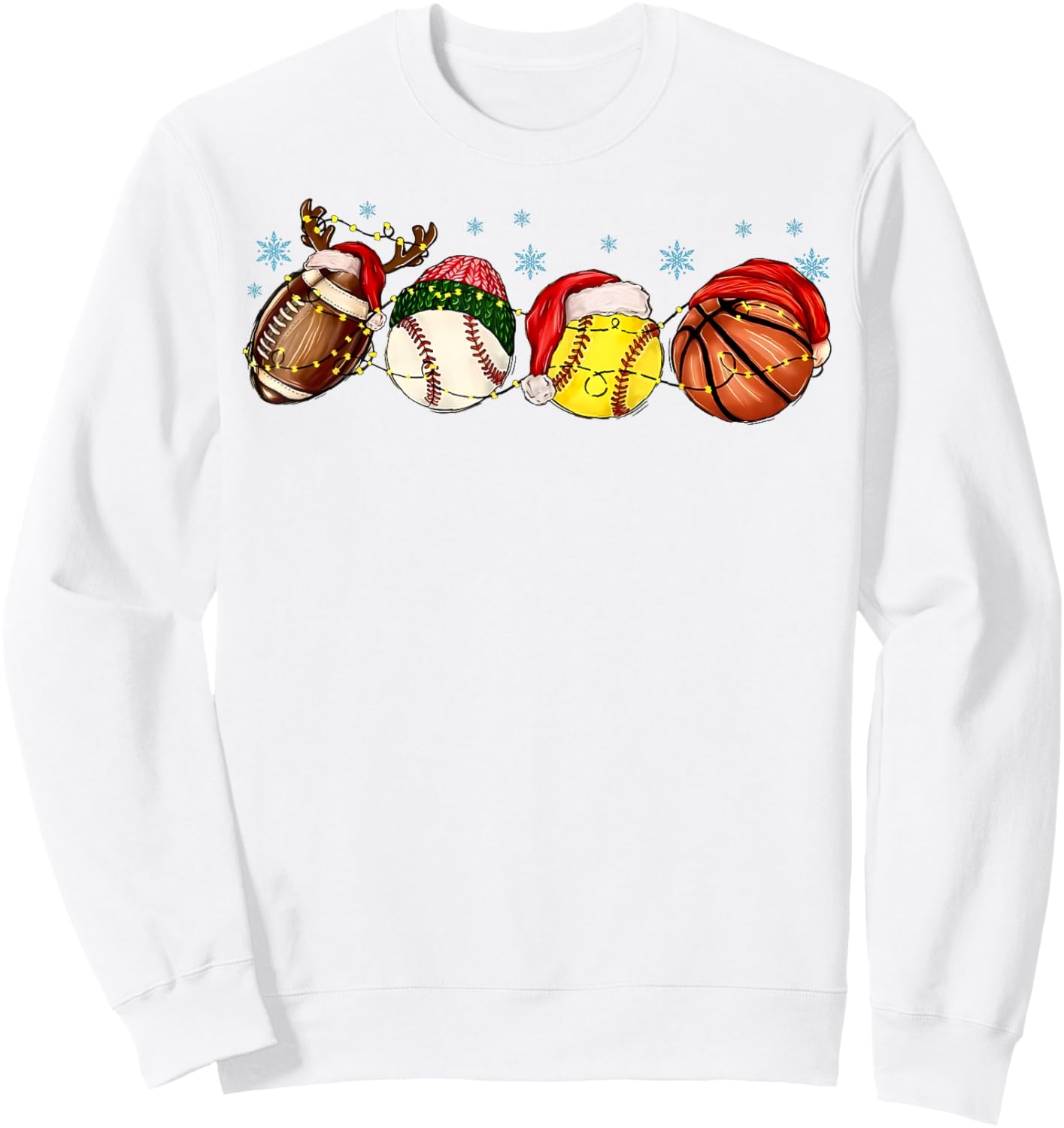 Santa Sports Boys Xmas Baseball Football Softball Basketball Sweatshirt - Sweatshirt | White