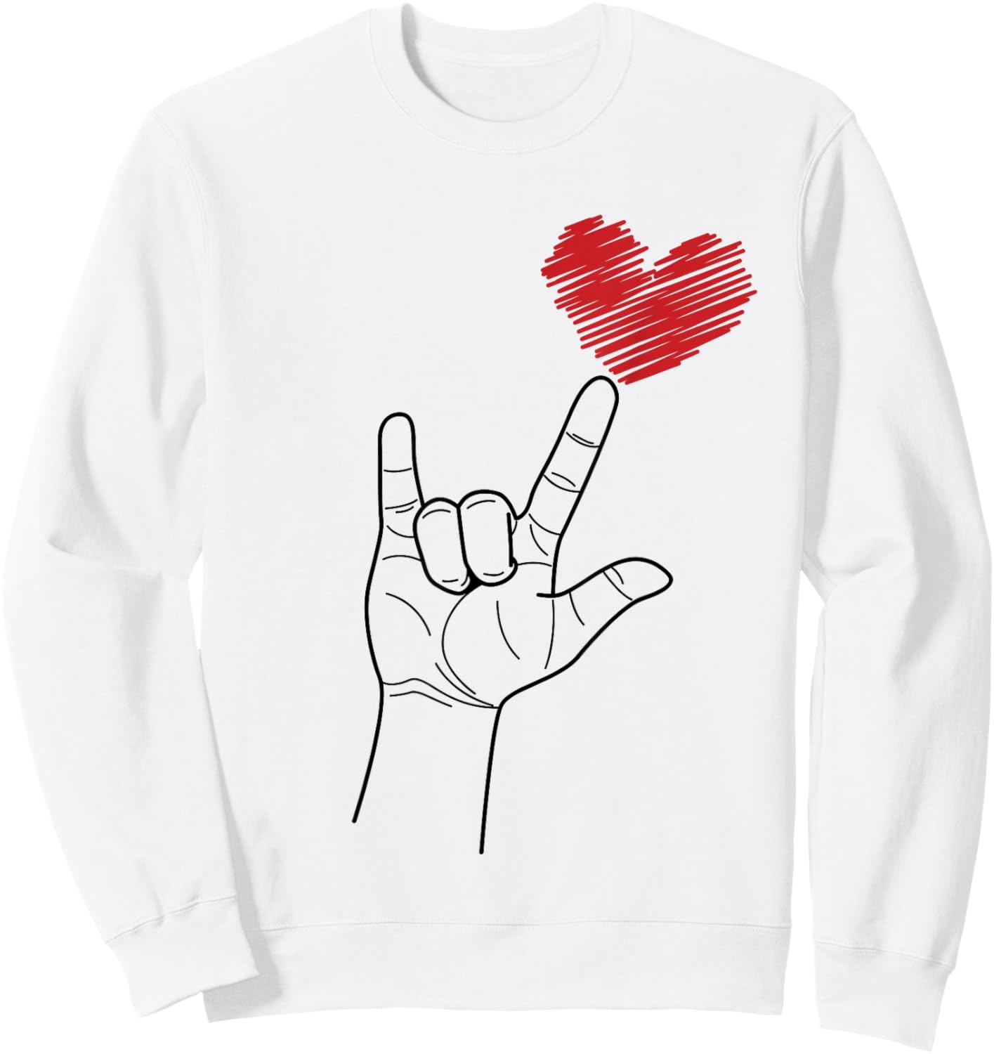 American Sign I Love You Hand Sign ASL Heart Women Kids Men Sweatshirt - Sweatshirt | White