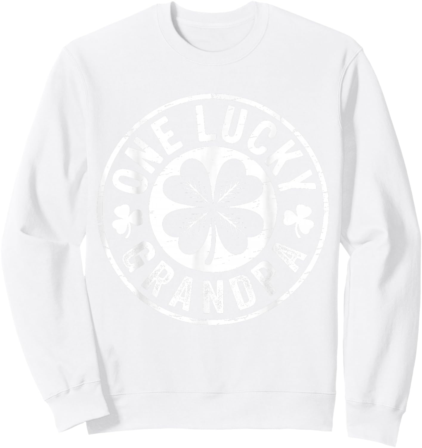 Vintage One Lucky Grandpa St Patricks Day Matching Family Sweatshirt - Sweatshirt | White