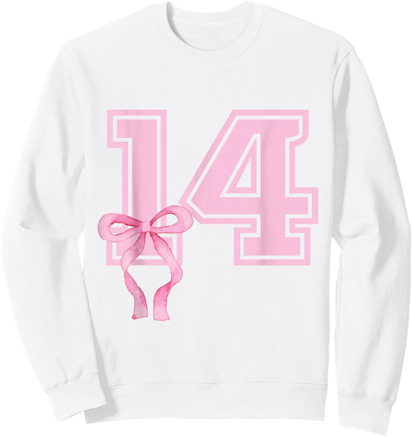 14th Birthday Girl Coquette Pink Bows Fourteenth Years Old Sweatshirt - Sweatshirt | White