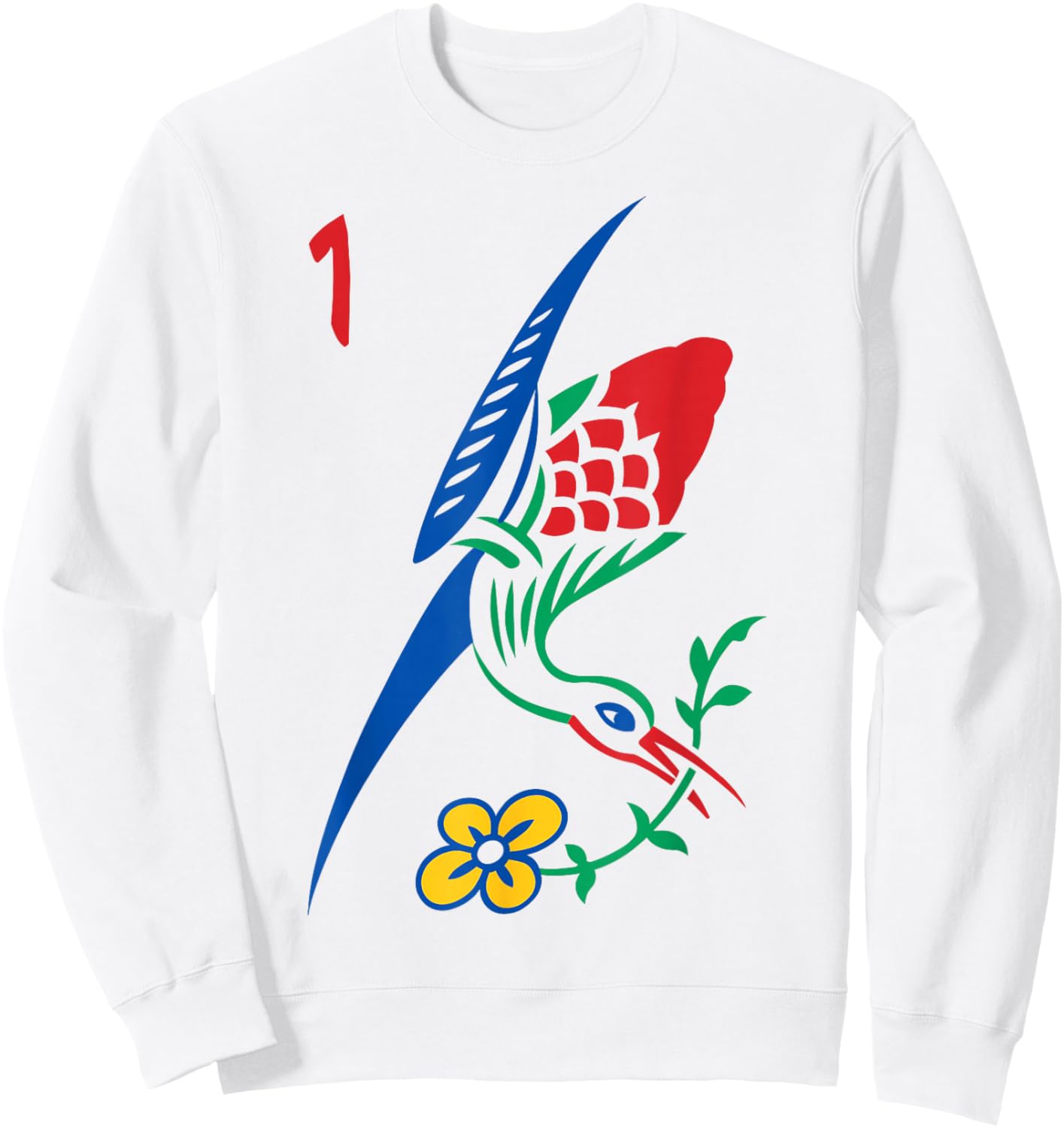 Chinese Mahjong Game Tile One Bamboo Sozu Bird Sweatshirt - Sweatshirt | White