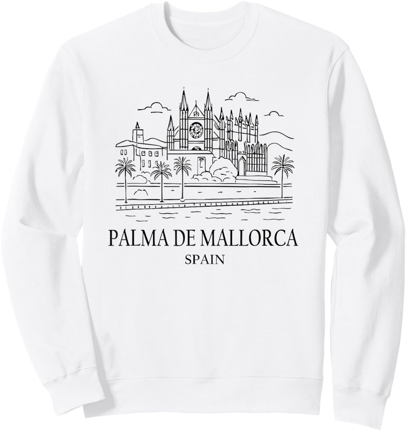 Palma de Mallorca Spain Minimalist Beach Travel Souvenir Sweatshirt - Sweatshirt | White