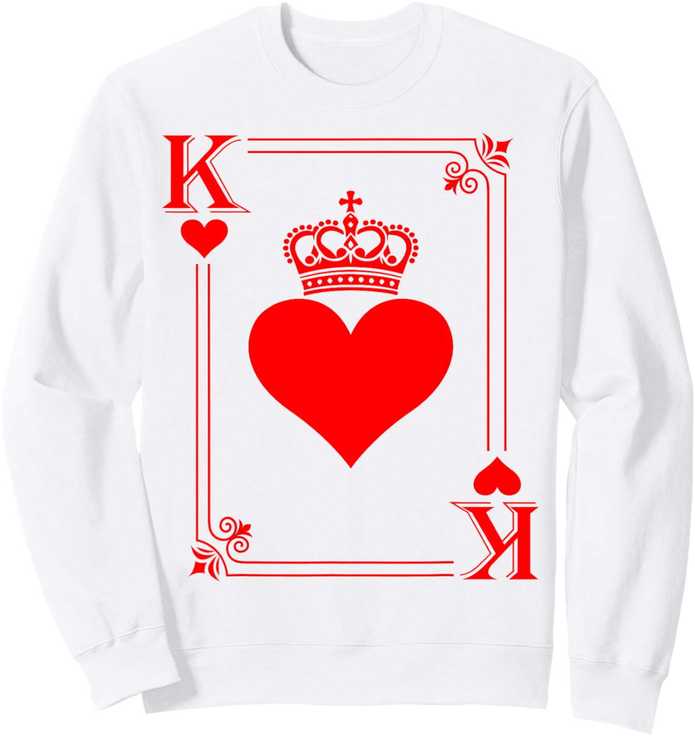 Funny King Card Hearts Happy Valentines Men Boys Guys Sweatshirt - Sweatshirt | White