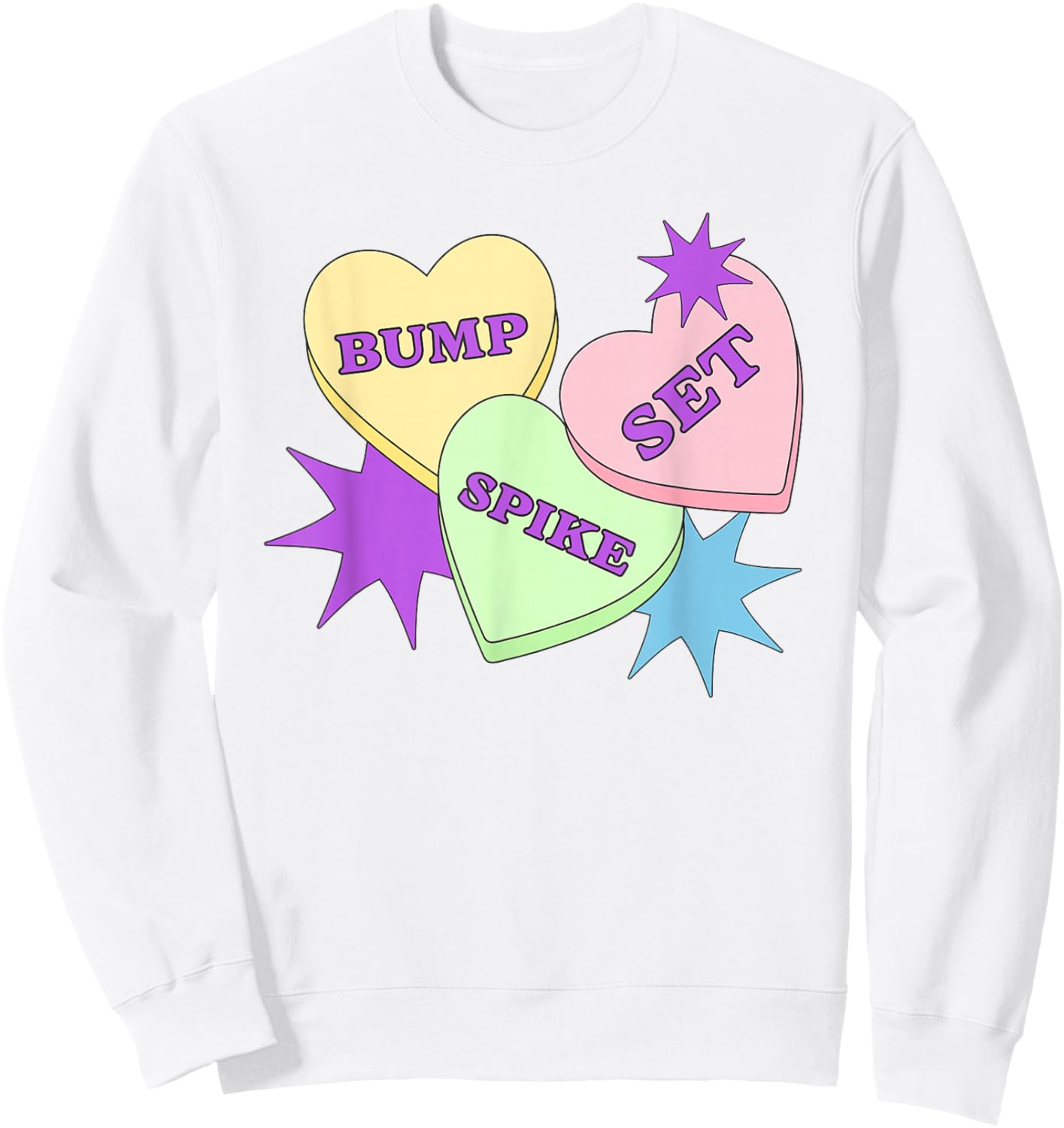 Volleyball Valentine's Day Sports Bump Set Spike Cute Hearts Sweatshirt - Sweatshirt | White