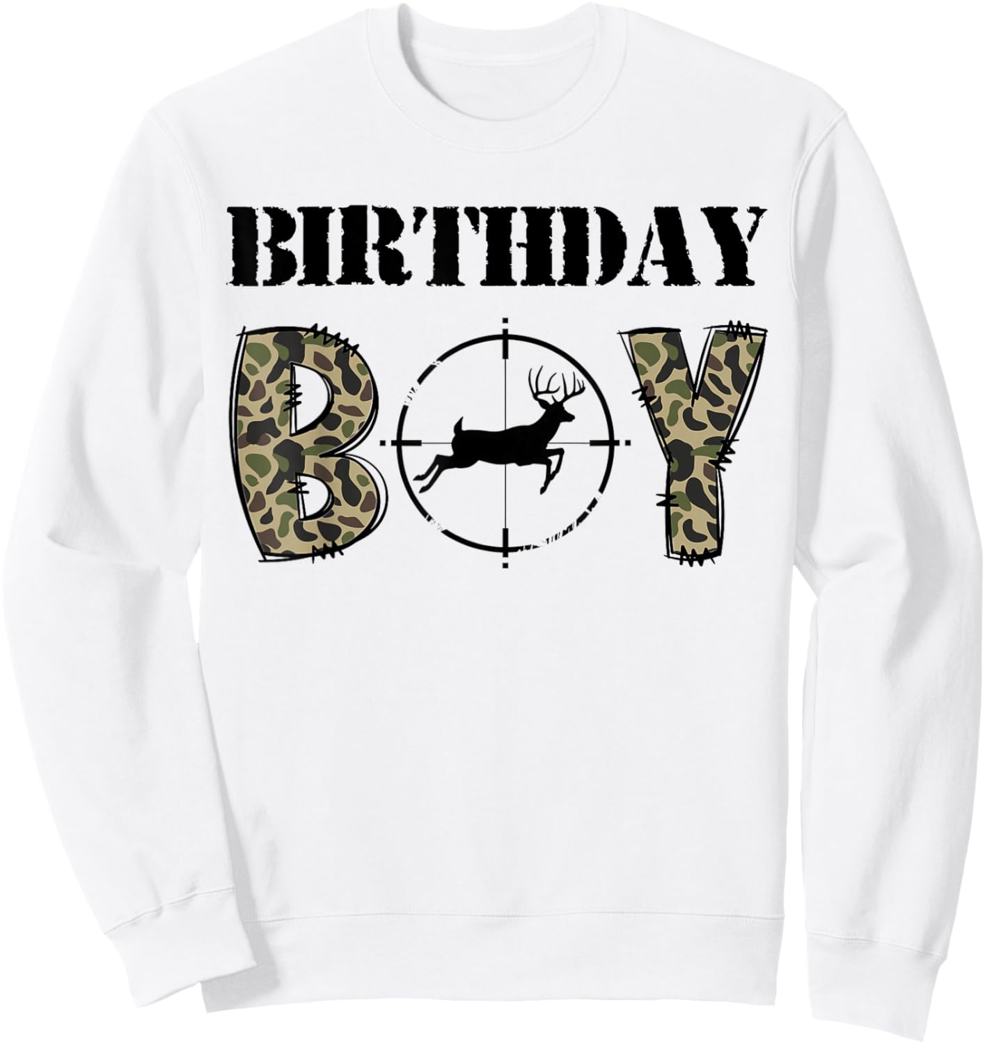 Orange Deer Hunting Birthday Shirt Camo Birthday Boy Party Sweatshirt - Sweatshirt | White