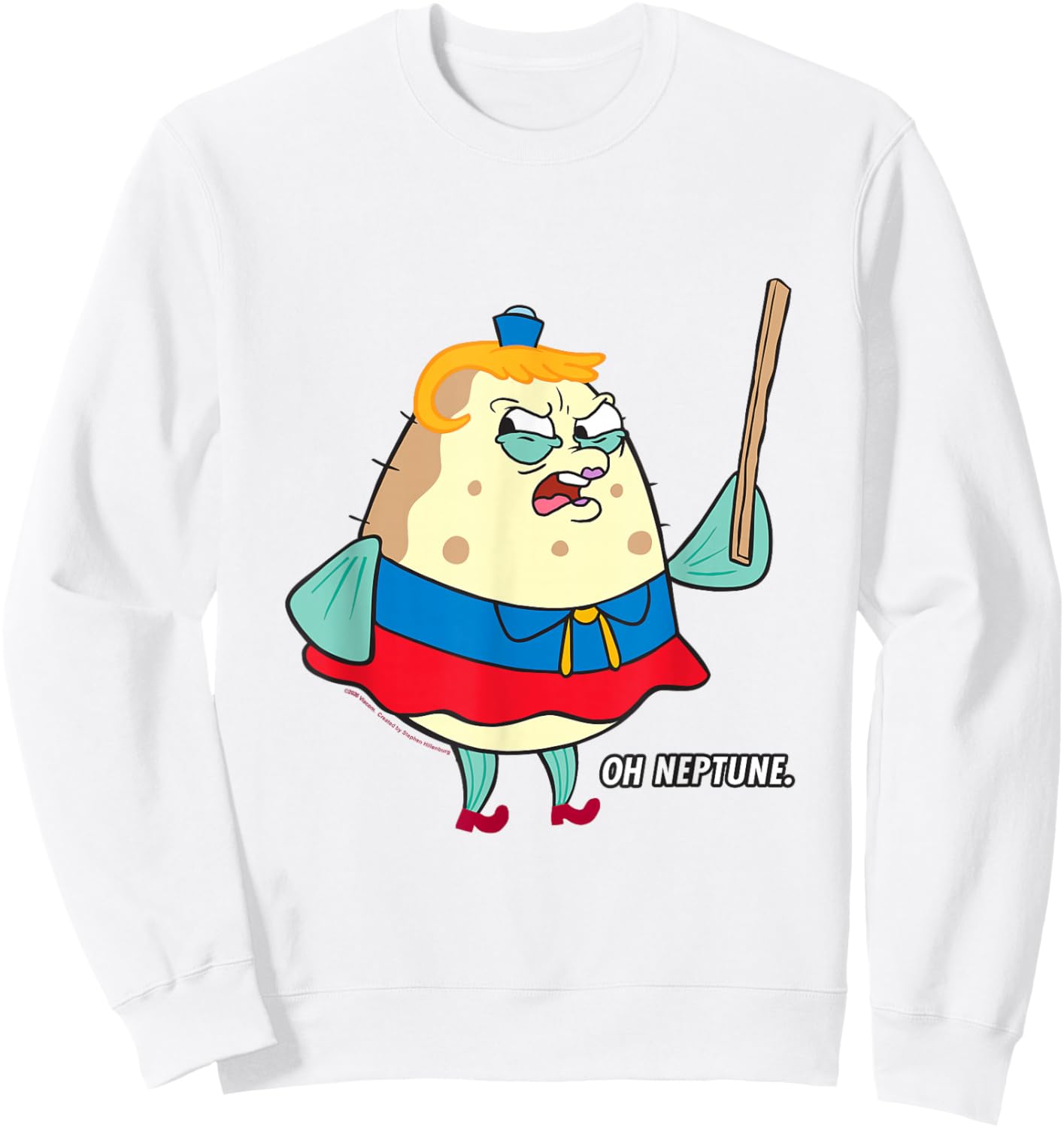 Spongebob Angry Mrs. Puff Oh Neptune Funny Cartoon Sweatshirt - Sweatshirt | White