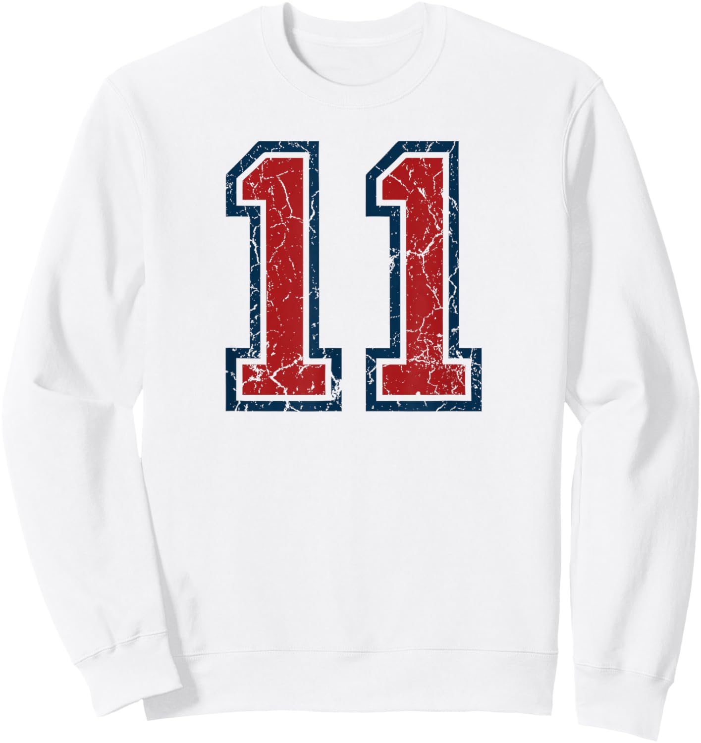 Red and Blue Sports Number 11 Jersey Uniform Player Fan Sweatshirt - Sweatshirt | White