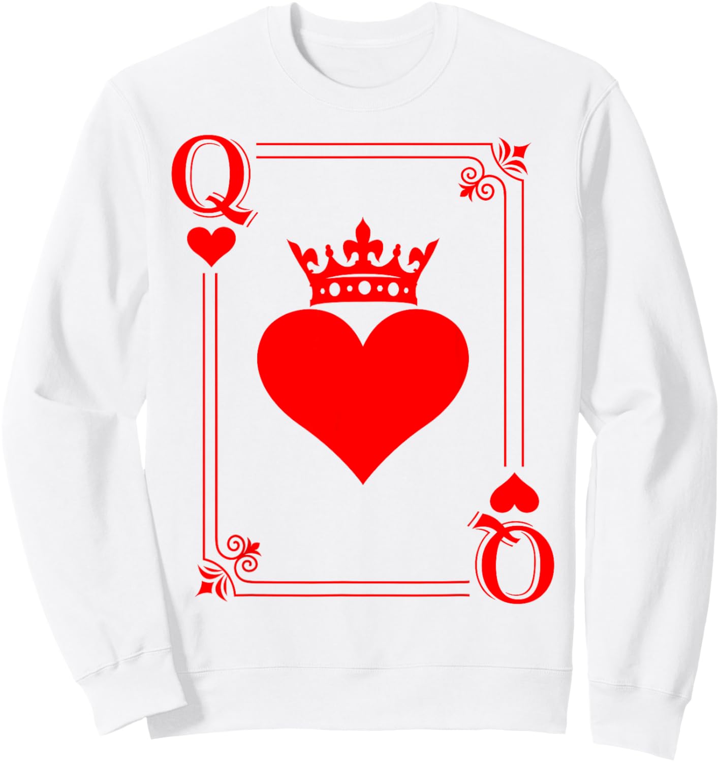 Funny Queen Card Hearts Happy Valentines Women Girls Sweatshirt - Sweatshirt | White