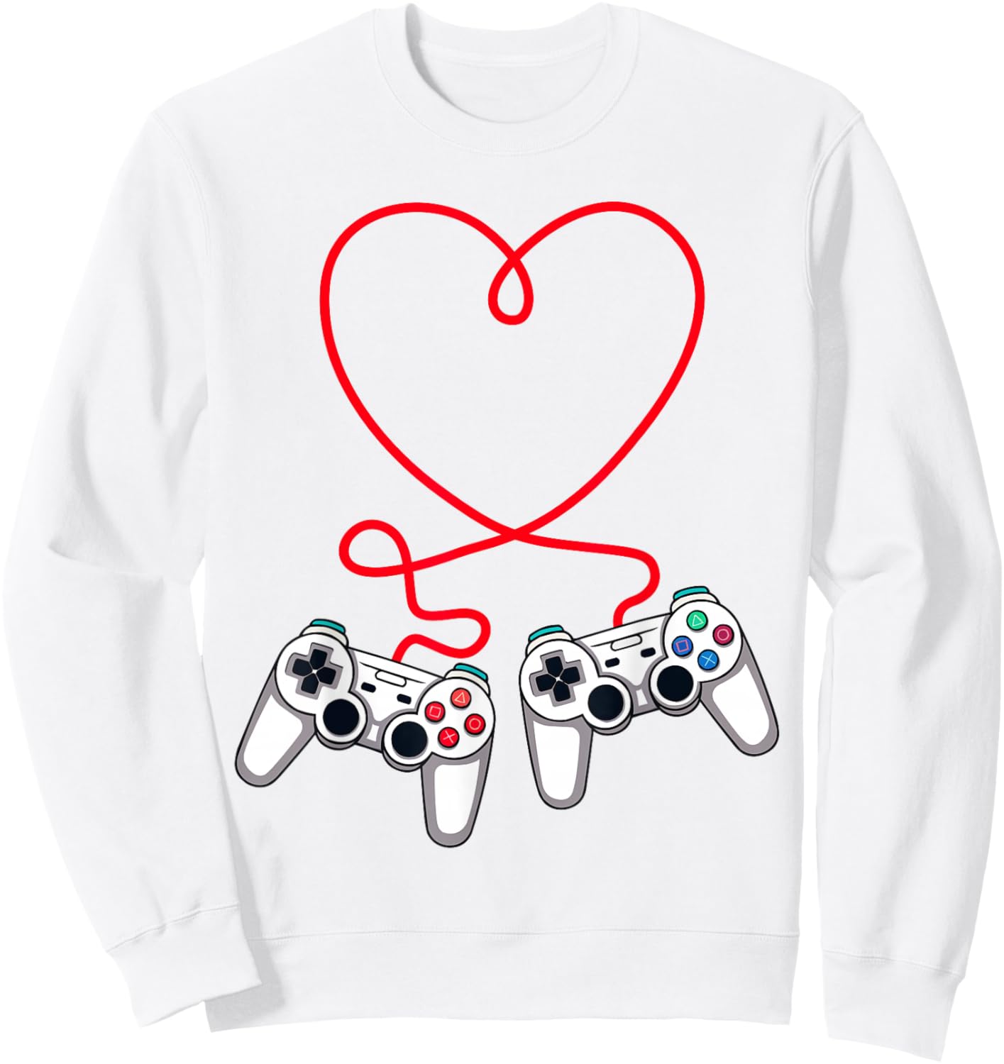 Video Gamer Valentines Day Controllers Heart Teens Boys Kids Sweatshirt - Sweatshirt | White