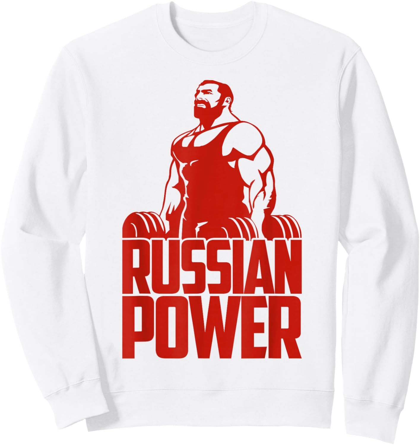 Russian Power Gym Barbells Bodybuilding Russia Sweatshirt - Sweatshirt | White