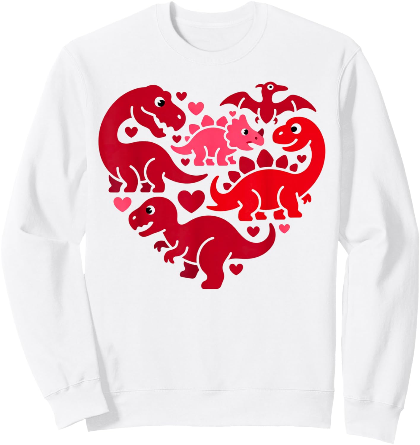 Sweet Valentine Dinosaur Heart Outfit Cute Dino Love Vibe Sweatshirt - Sweatshirt | White