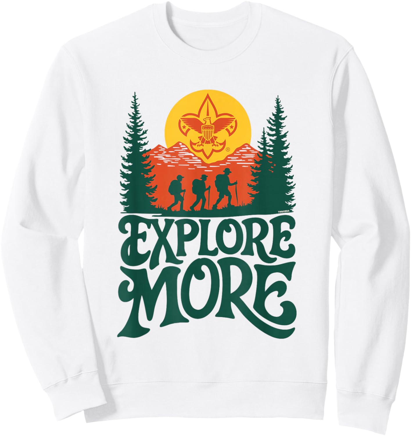 Explore More! Hiking Scouts BSA Cub Scouting Outdoor Sweatshirt - Sweatshirt | White