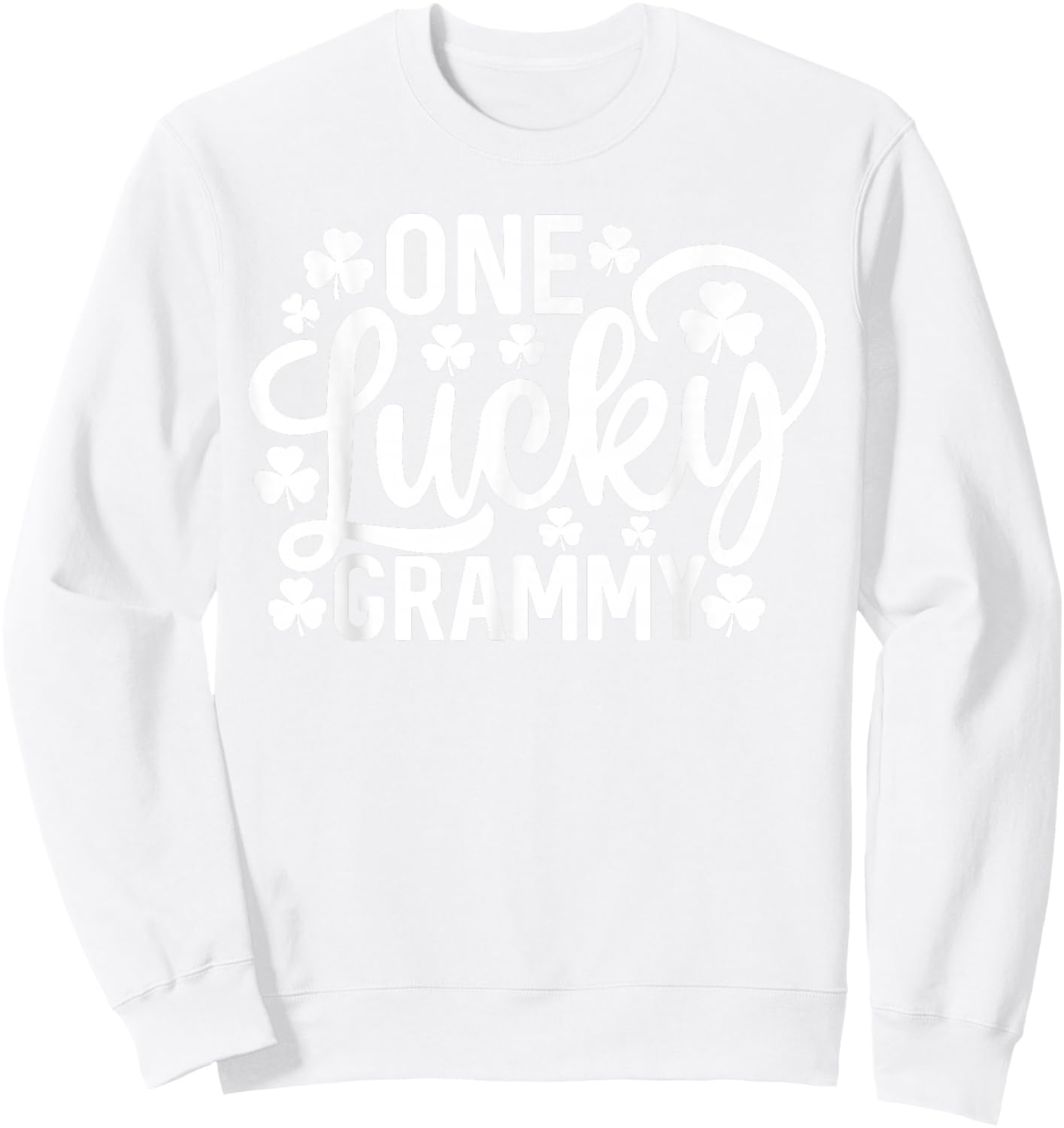 One Lucky Grammy Funny St Patrick's Day Shamrocks Sweatshirt - Sweatshirt | White