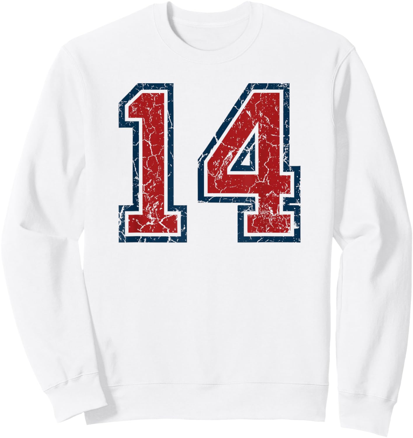 Red and Blue Sports Number 14 Jersey Uniform Player Fan Sweatshirt - Sweatshirt | White