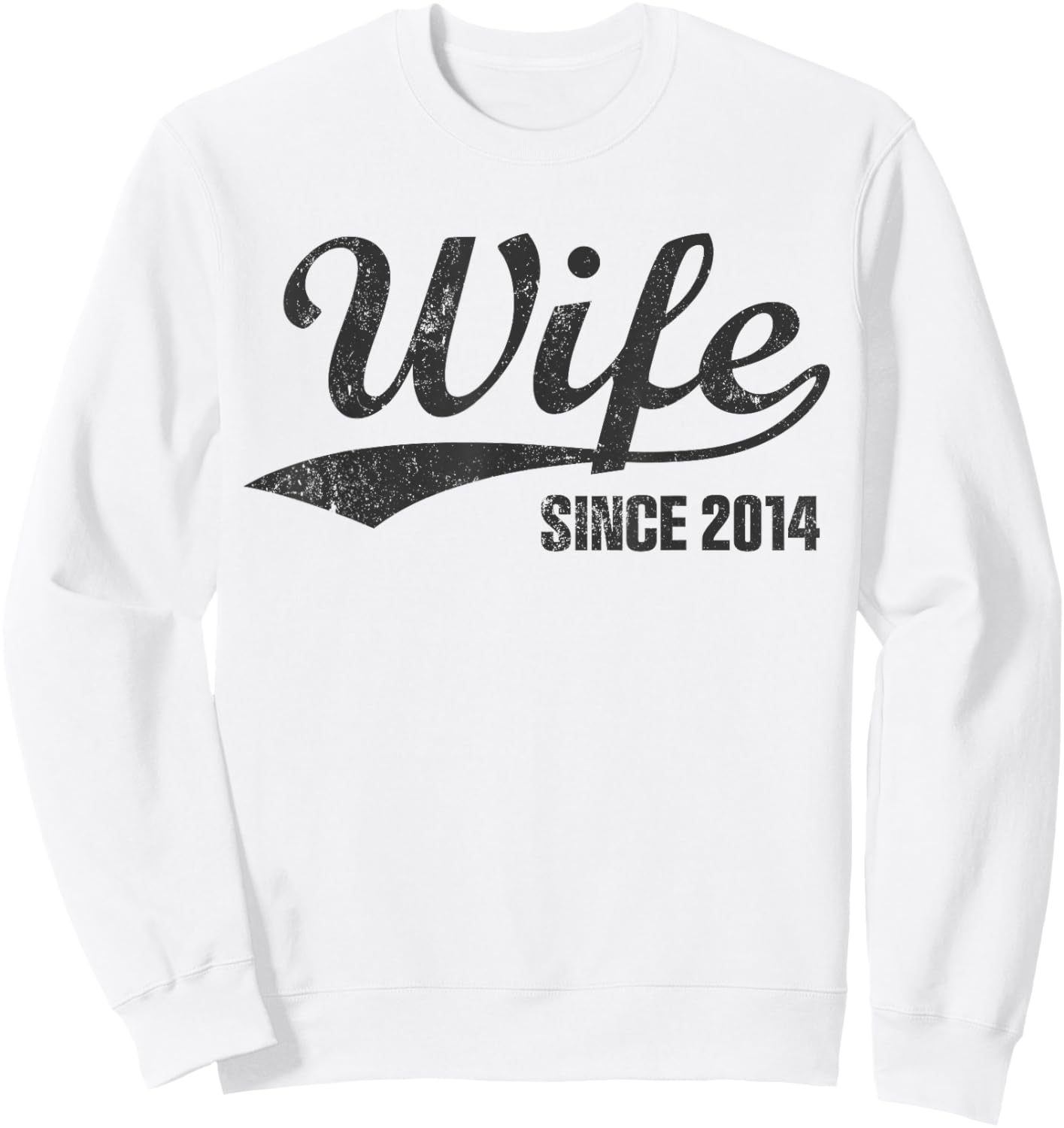 Retro Distressed Wife Since 2014 12th Wedding Anniversary Sweatshirt - Sweatshirt | White