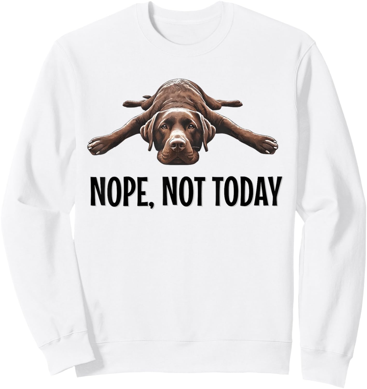Nope, Not Today Chocolate Lab Lazy Dog Funny Quote Sweatshirt - Sweatshirt | White