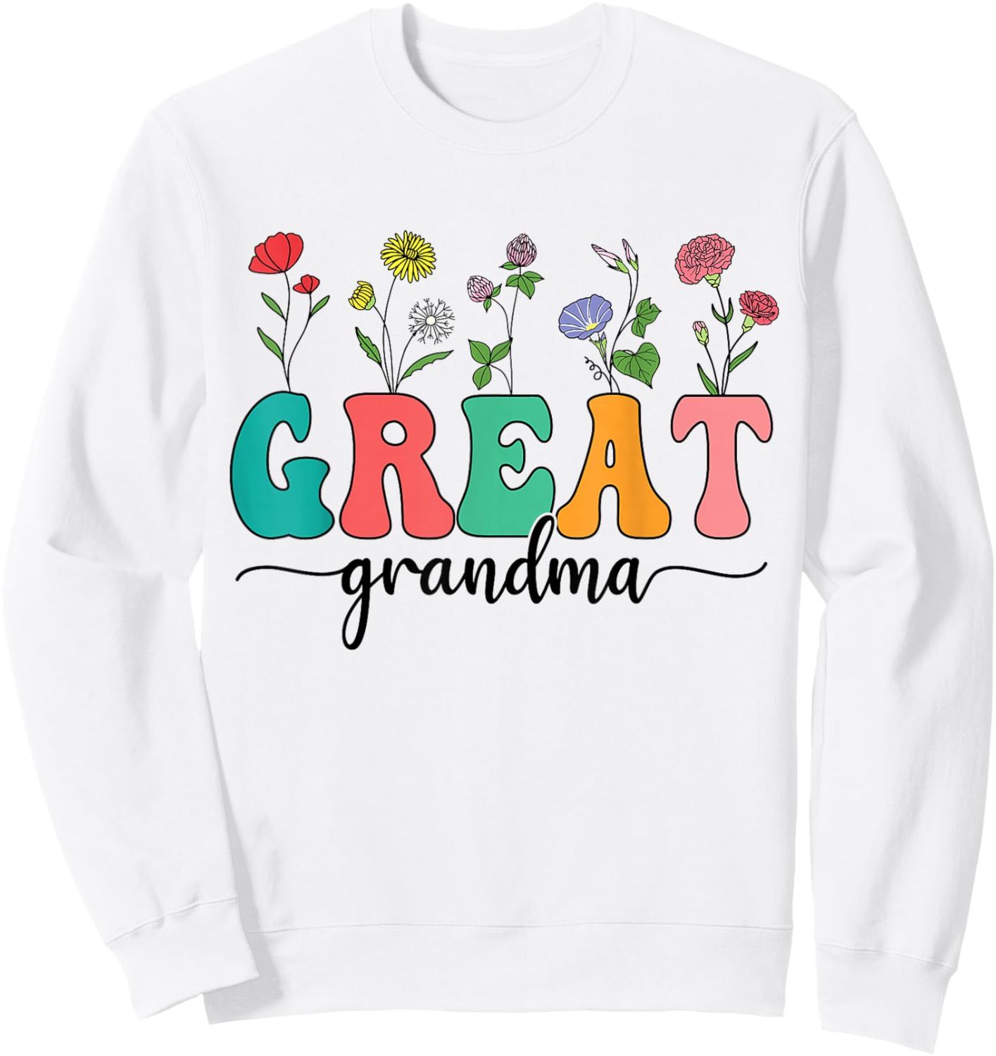 Cute Wildflowers Grandma Floral Mother's Day Great Grandma Sweatshirt - Sweatshirt | White
