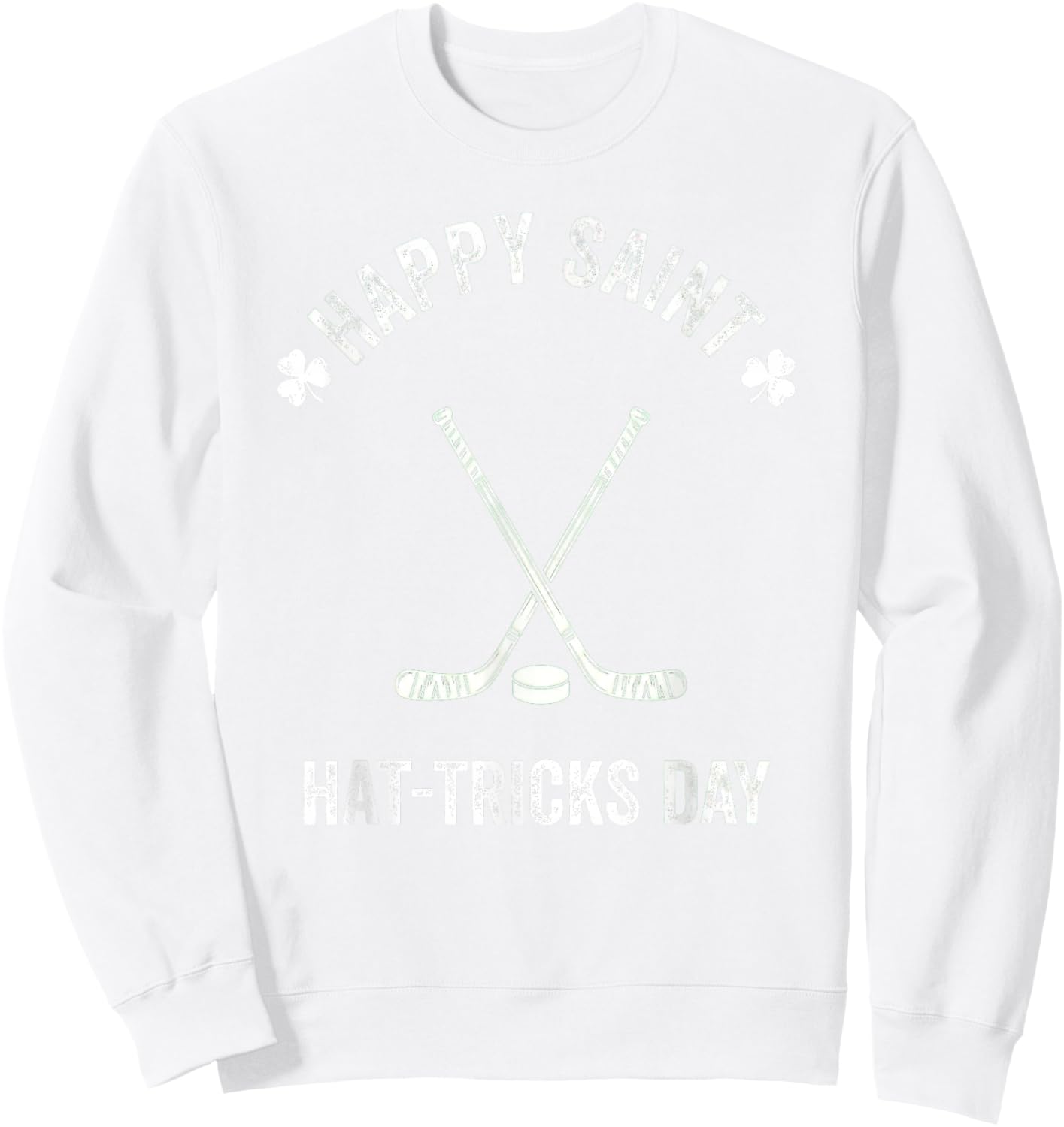 Hockey St Patricks Day Boys Men Shamrock Hockey Sweatshirt - Sweatshirt | White