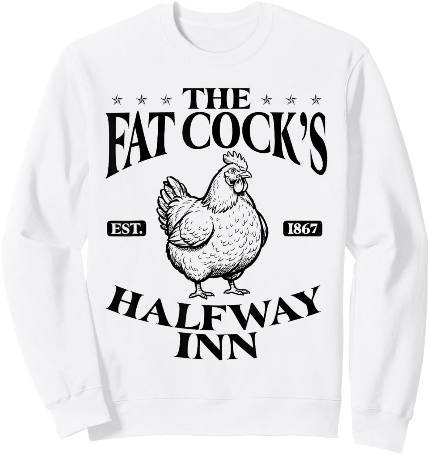 The Fat Cock's Halfway Inn Funny Pub Sweatshirt - Sweatshirt | White