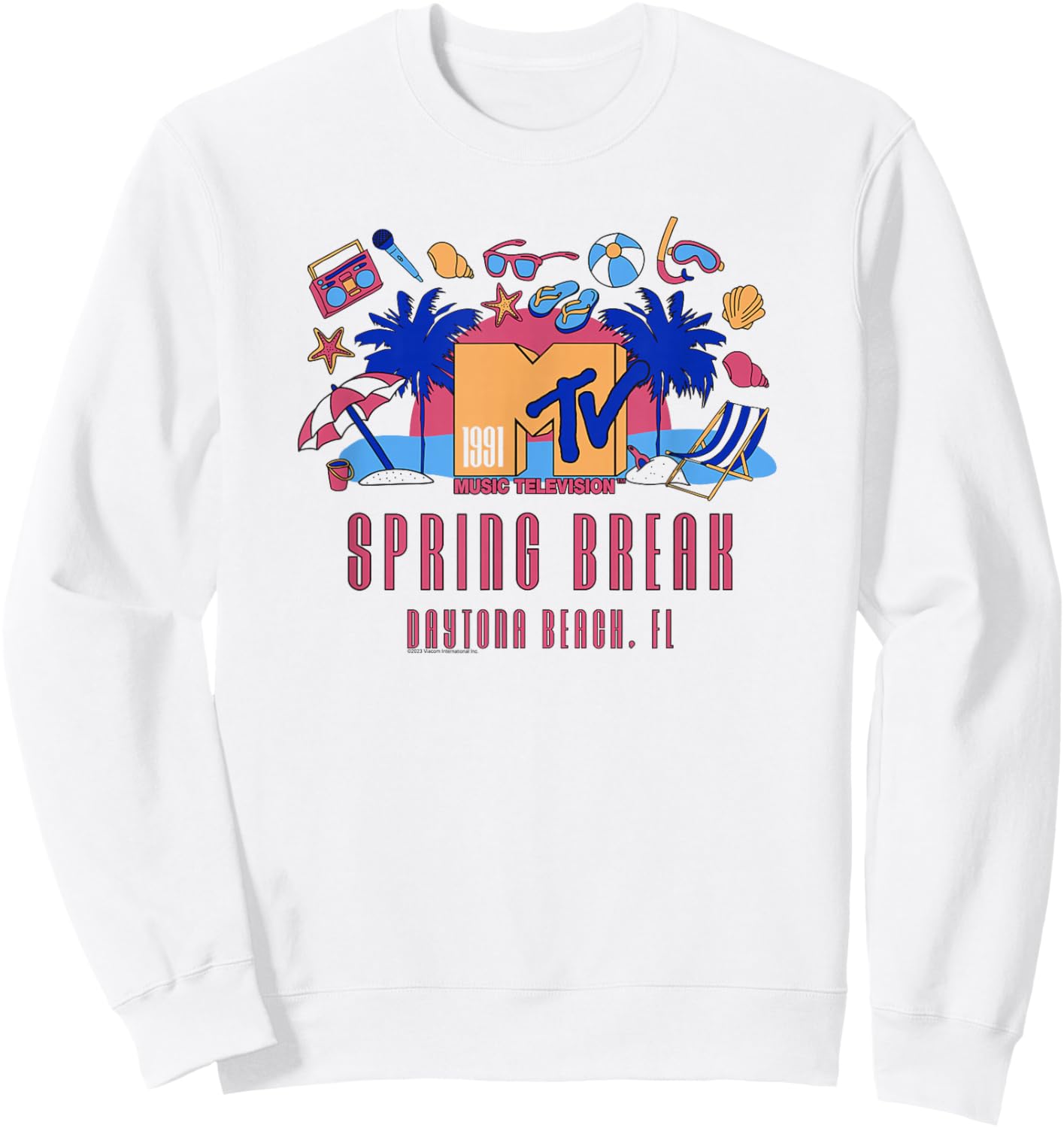 MTV Spring Break Daytona Beach 1991 Icons Vintage TV Sweatshirt - Sweatshirt | White
