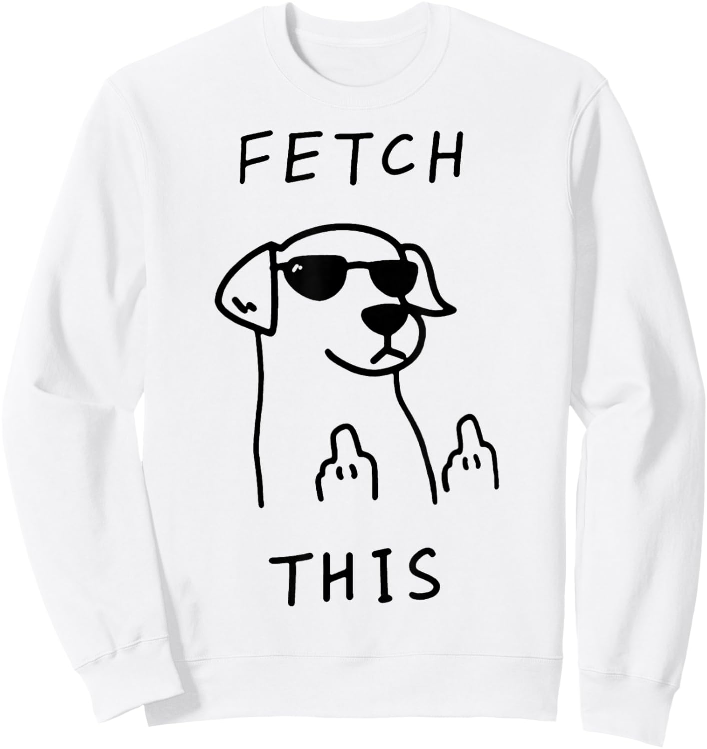 Fetch This Dog with Glasses Meme Humor Joke Sweatshirt - Sweatshirt | White