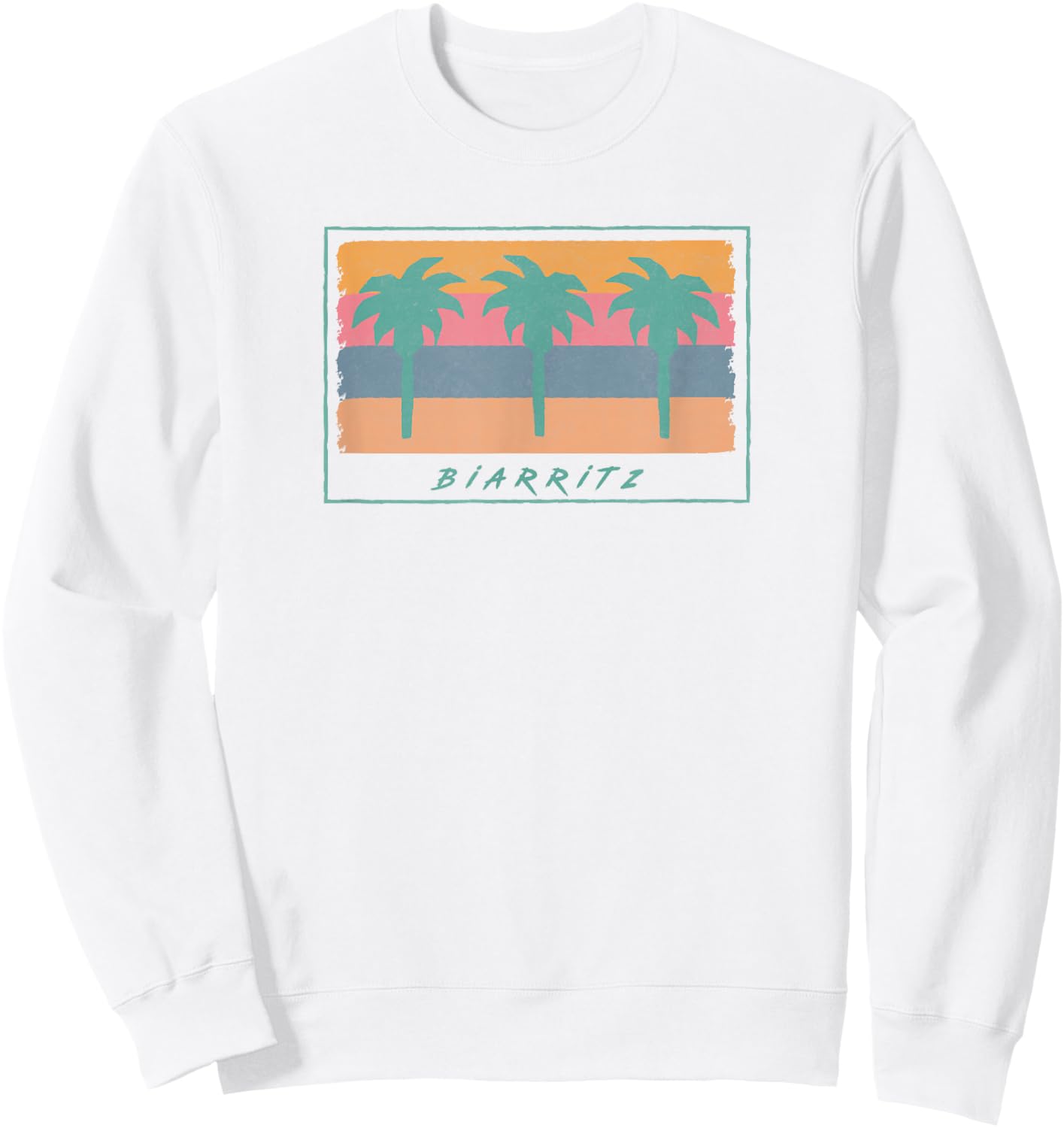 Biarritz France Surf Retro Graphic Sweatshirt - Sweatshirt | White