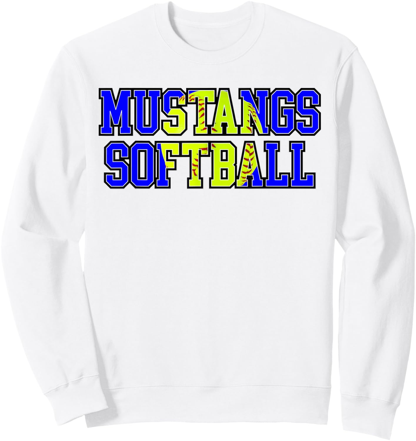 Mustangs Softball Mom Blue Mustang Pride Game Day Team Sweatshirt - Sweatshirt | White