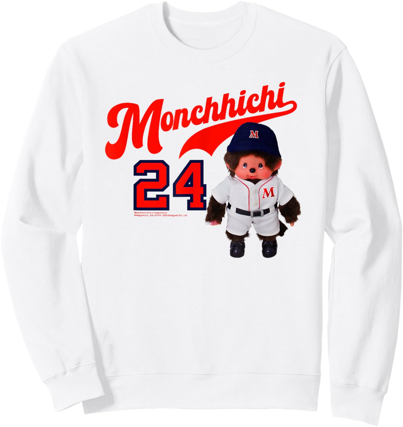 Monchhichi Little Baseball Player #24 Vintage Photo Sweatshirt - Sweatshirt | White