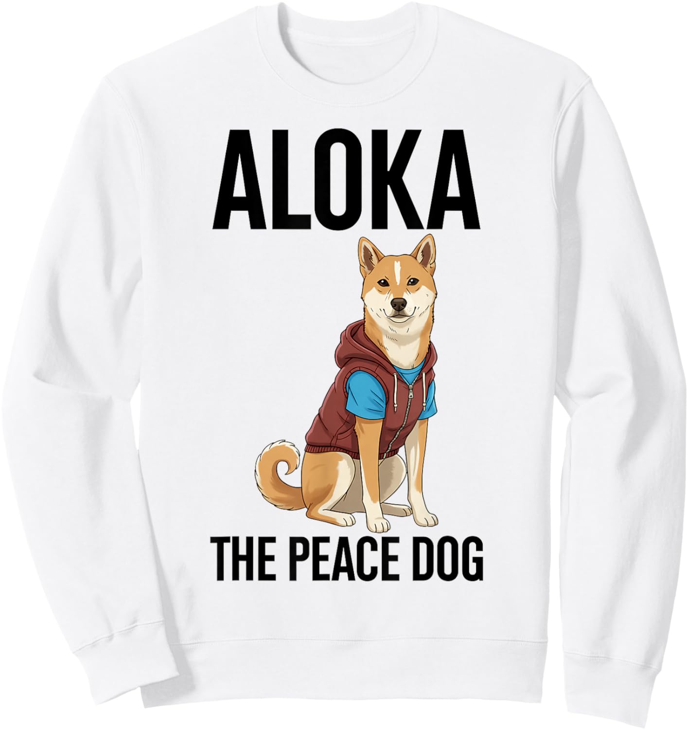Aloka The Peace Dog Minimalist Zen Art Sweatshirt - Sweatshirt | White
