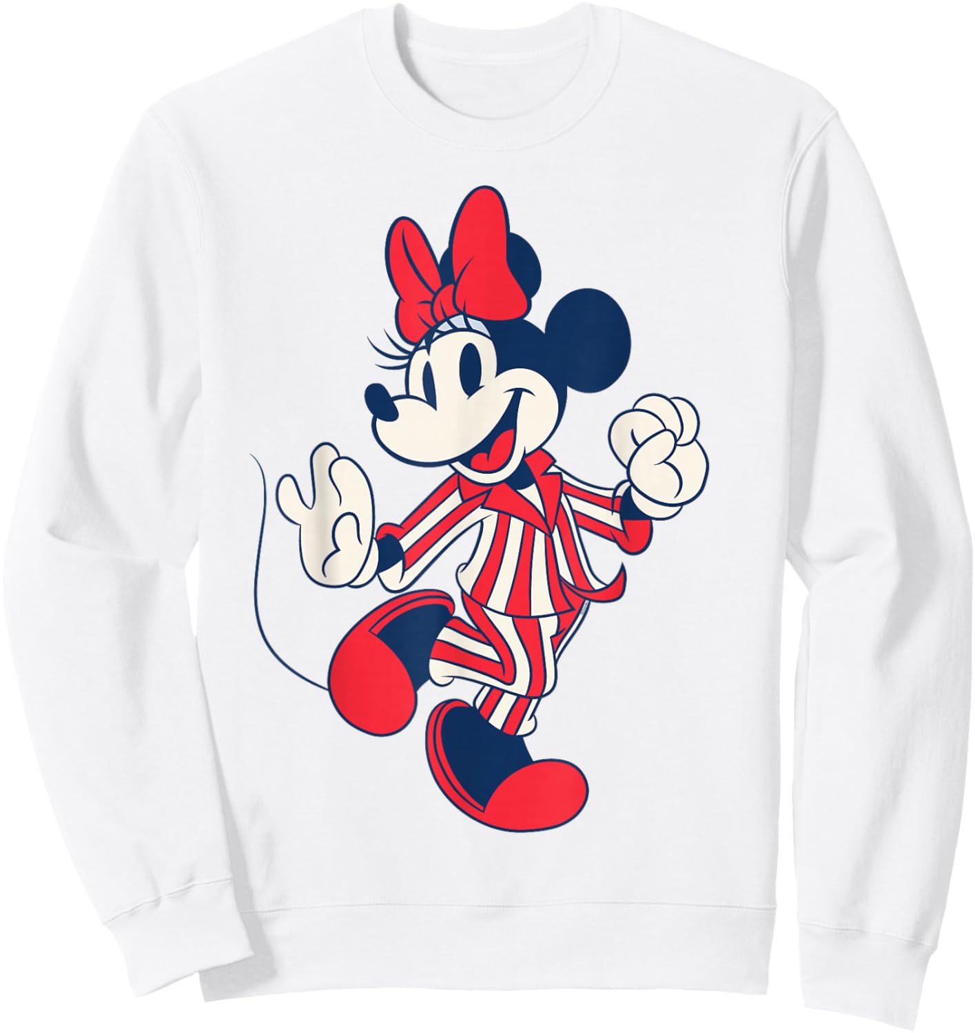Disney Minnie Mouse Striped Pajamas Slumber Party PJs Pose Sweatshirt - Sweatshirt | White