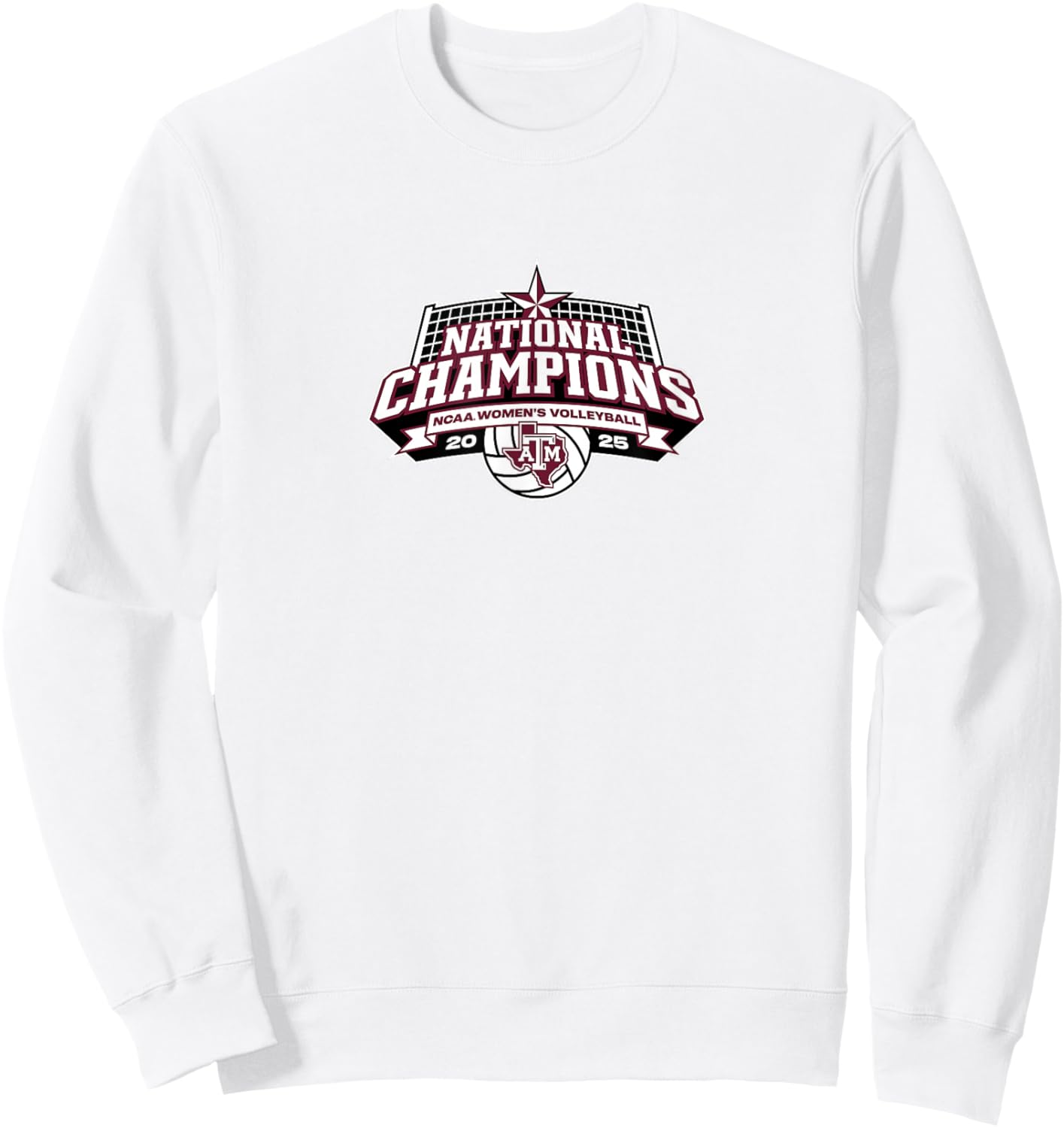 Texas A&M Women's Volleyball - 2025 National Champions Logo Sweatshirt - Sweatshirt | White