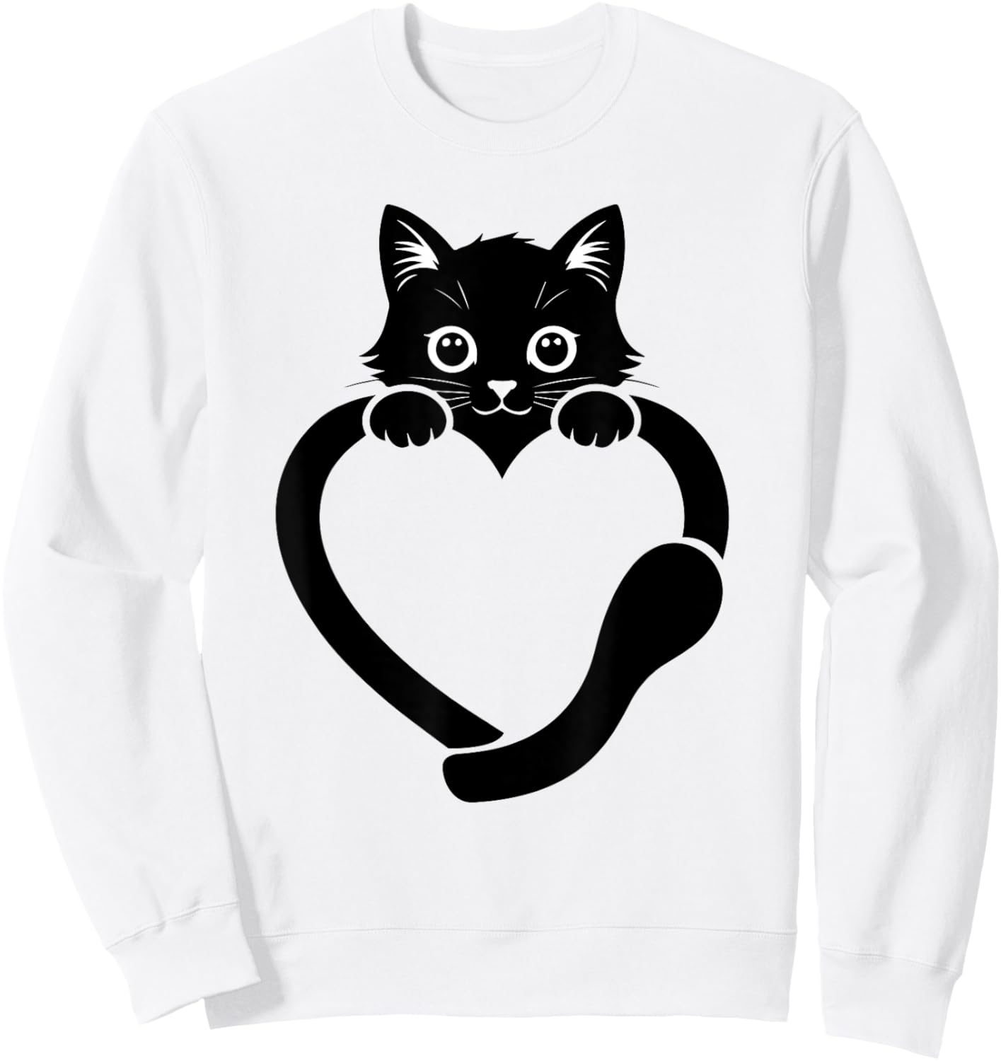 Cat Heart Graphic Love Cute Cat Sweatshirt - Sweatshirt | White