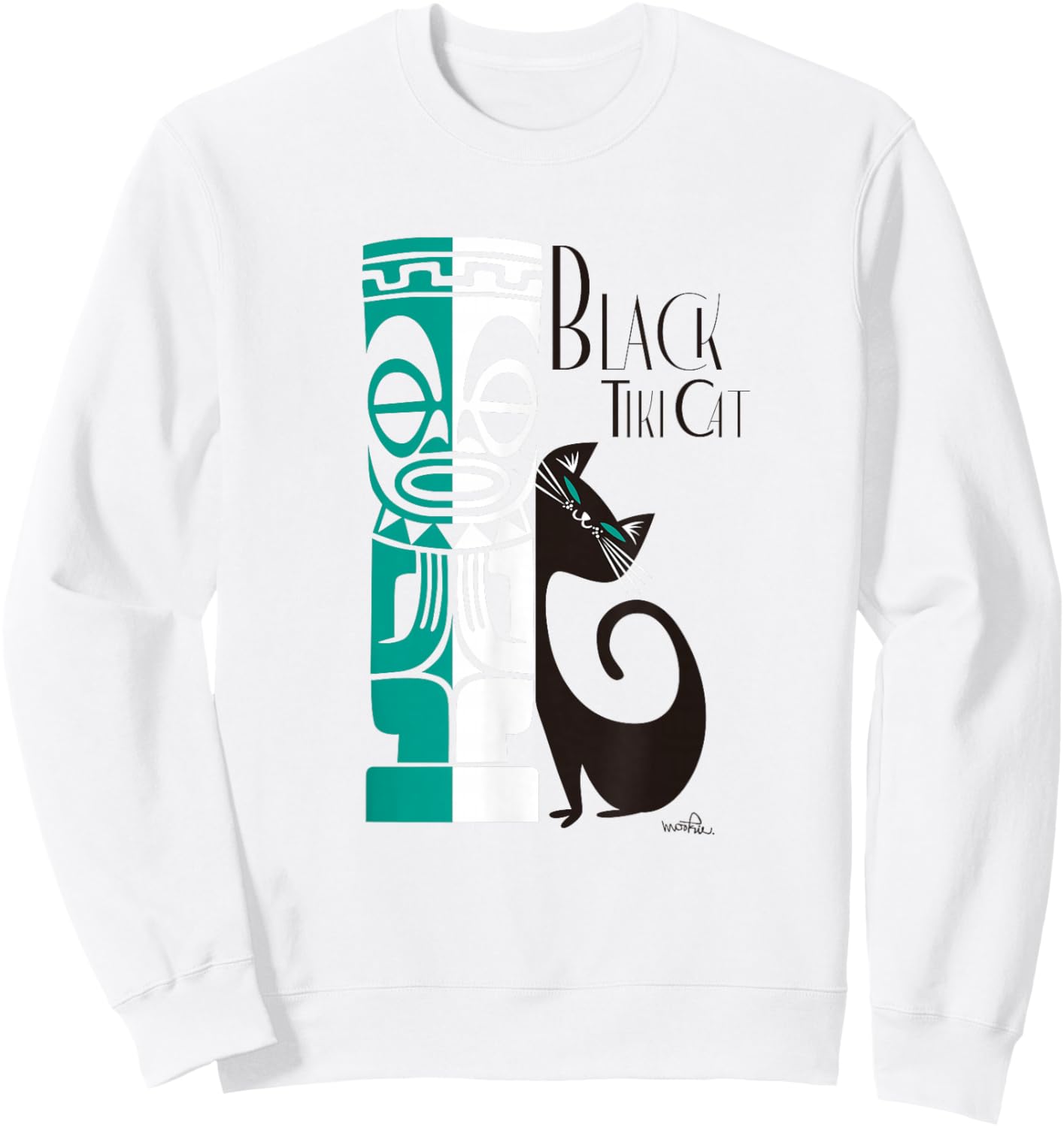 Black Tiki Cat Sweatshirt - Sweatshirt | White