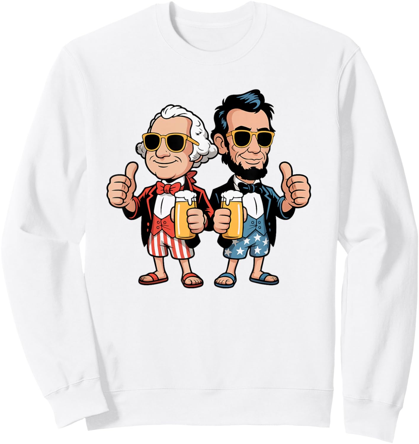Funny President's Day Lincoln Washington Patriotic Drinking Sweatshirt - Sweatshirt | White