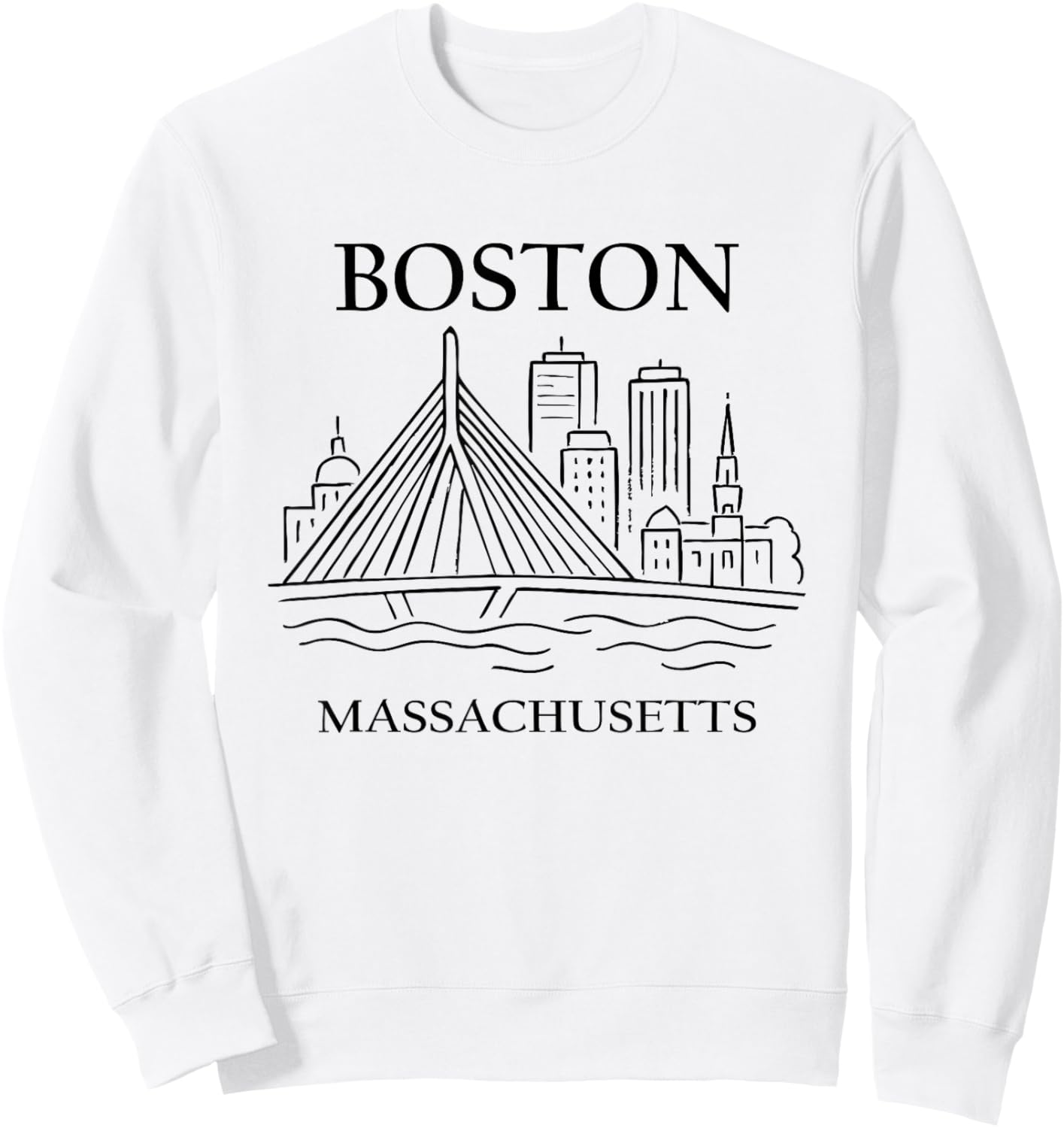 Boston United States Minimalist City Travel Souvenir Sweatshirt - Sweatshirt | White