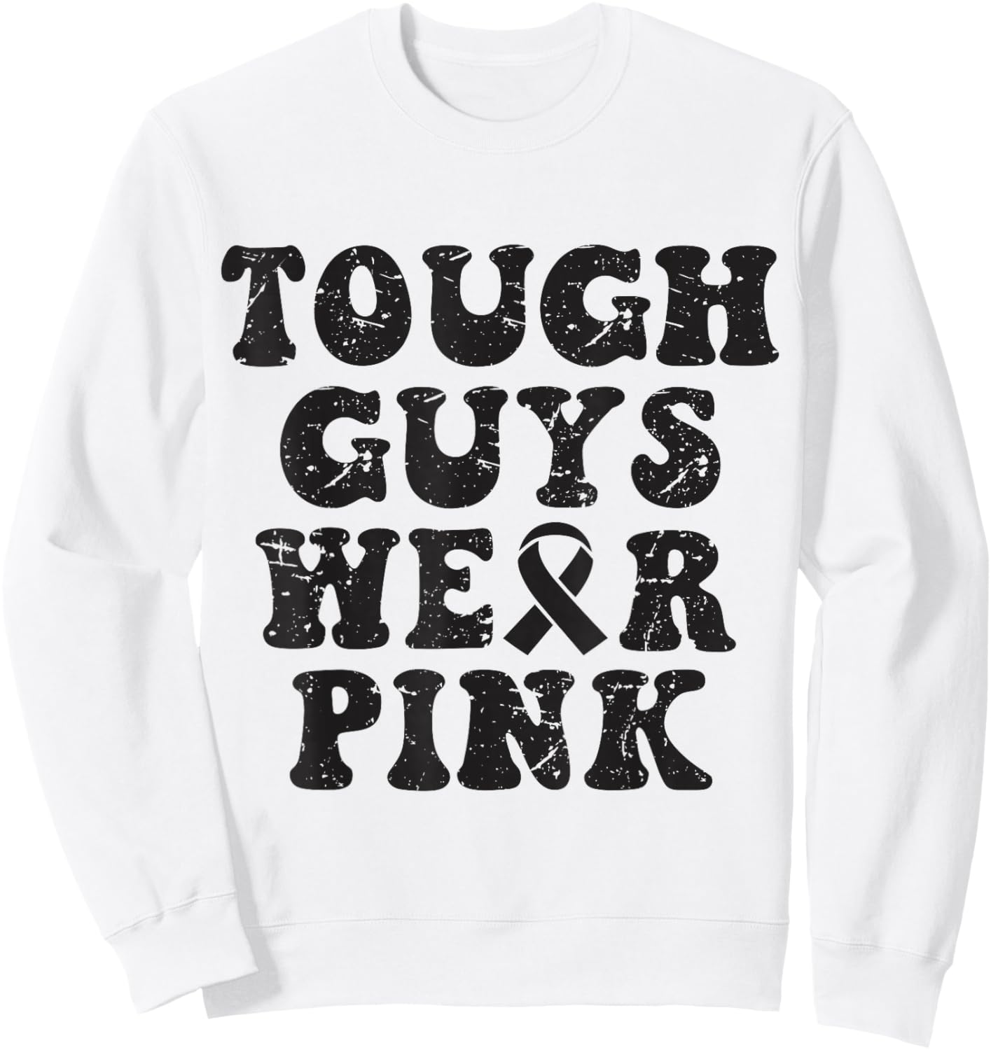 Tough Guys Wear Pink Funny Breast Cancer Awareness Men Kids Sweatshirt - Sweatshirt | White