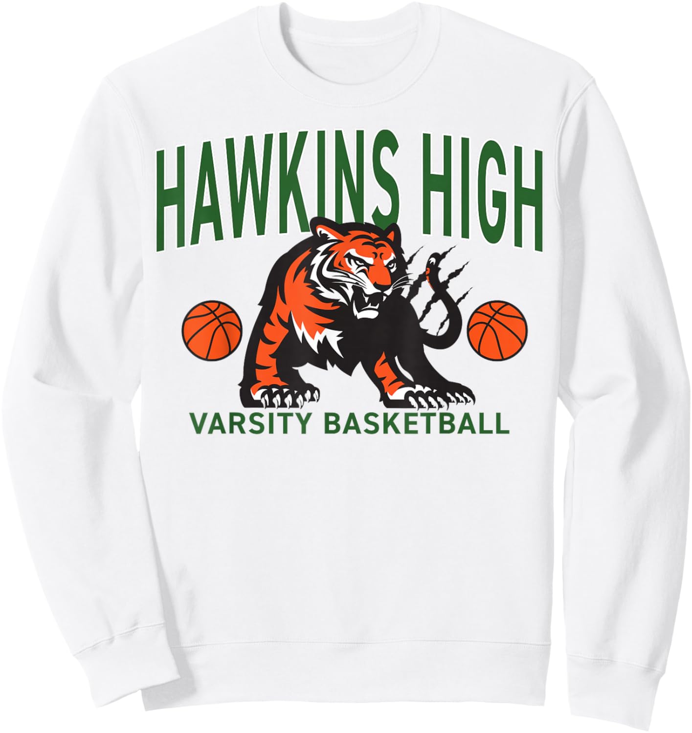 Stranger Things Season 5 Hawkins High Varsity Basketball Sweatshirt - Sweatshirt | White