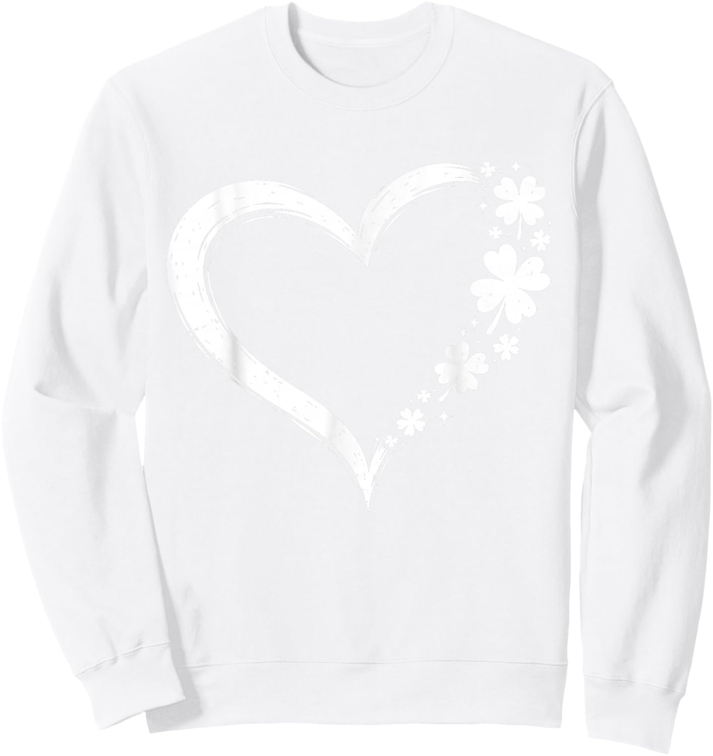 Happy St Patrick's Day Love Heart Shamrock Irish Women Girls Sweatshirt - Sweatshirt | White