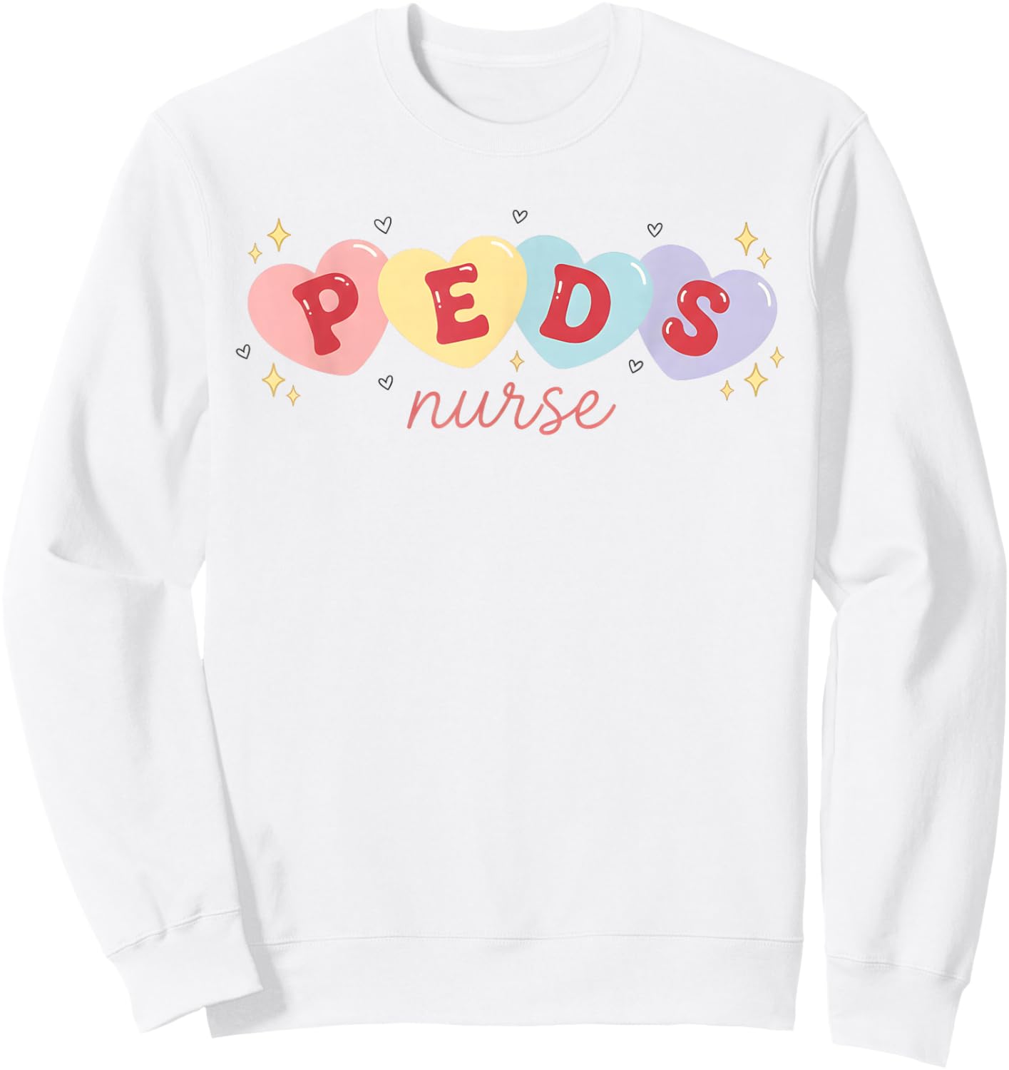 Valentine PEDS Nurse Valentines Day Pediatric Nurse Sweatshirt - Sweatshirt | White