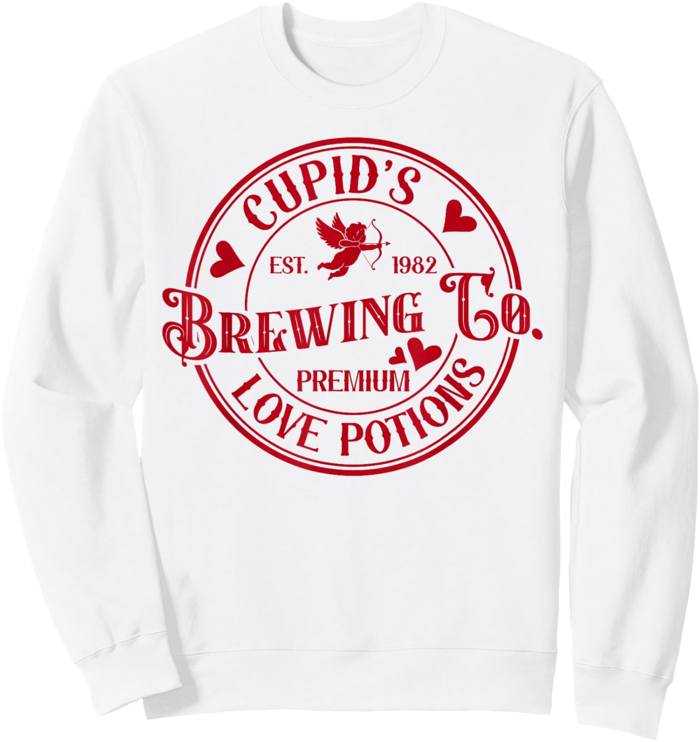 Cupid's Brewing Co Premium Love Potions Vintage Valentines Sweatshirt - Sweatshirt | White