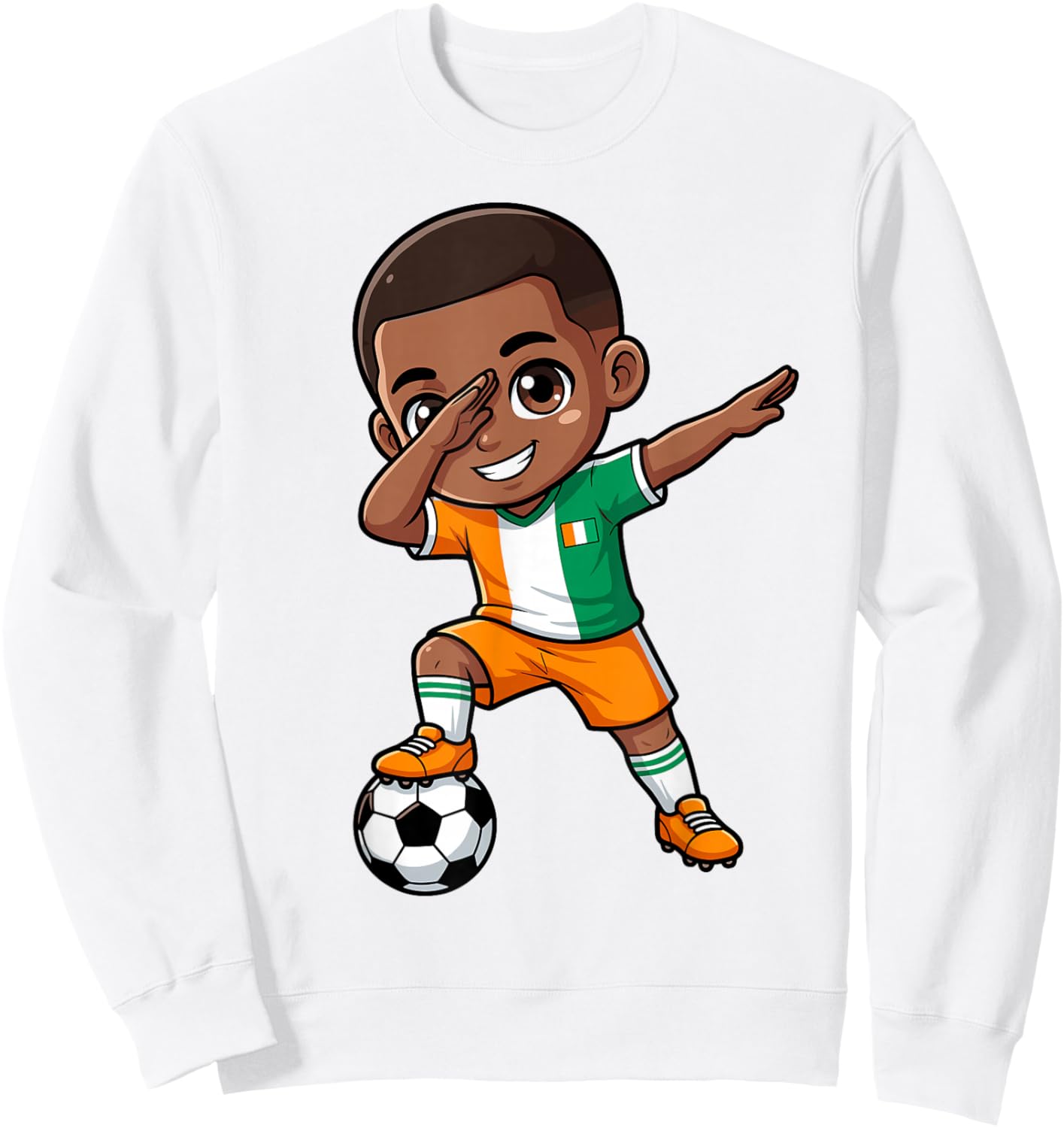 Ivory Coast Kid Goal Cartoon Côte D'Ivoire Flag for Kids Sweatshirt - Sweatshirt | White