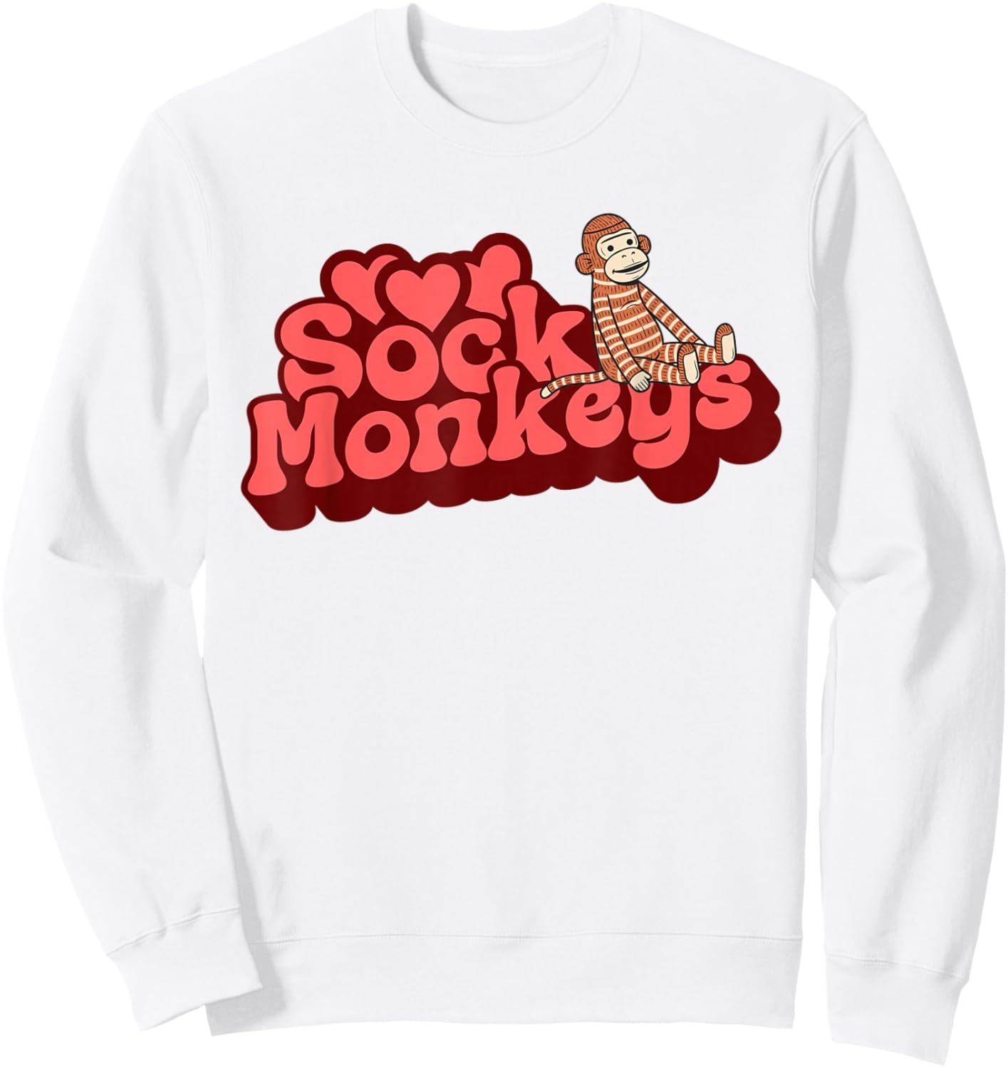 Love Sock Monkeys Retro Cute Sweatshirt - Sweatshirt | White